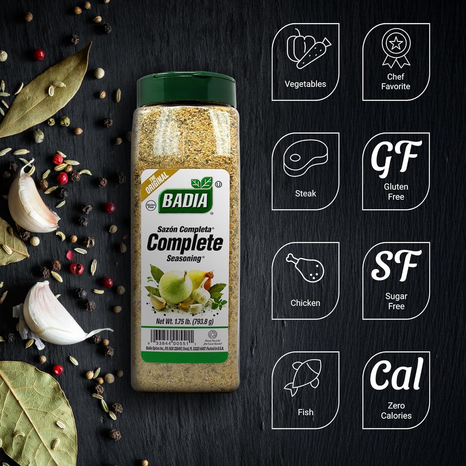Demonstrates the versatility of the seasoning by showing it works across multiple food types (vegetables, meat, poultry, fish) and highlights dietary benefits…