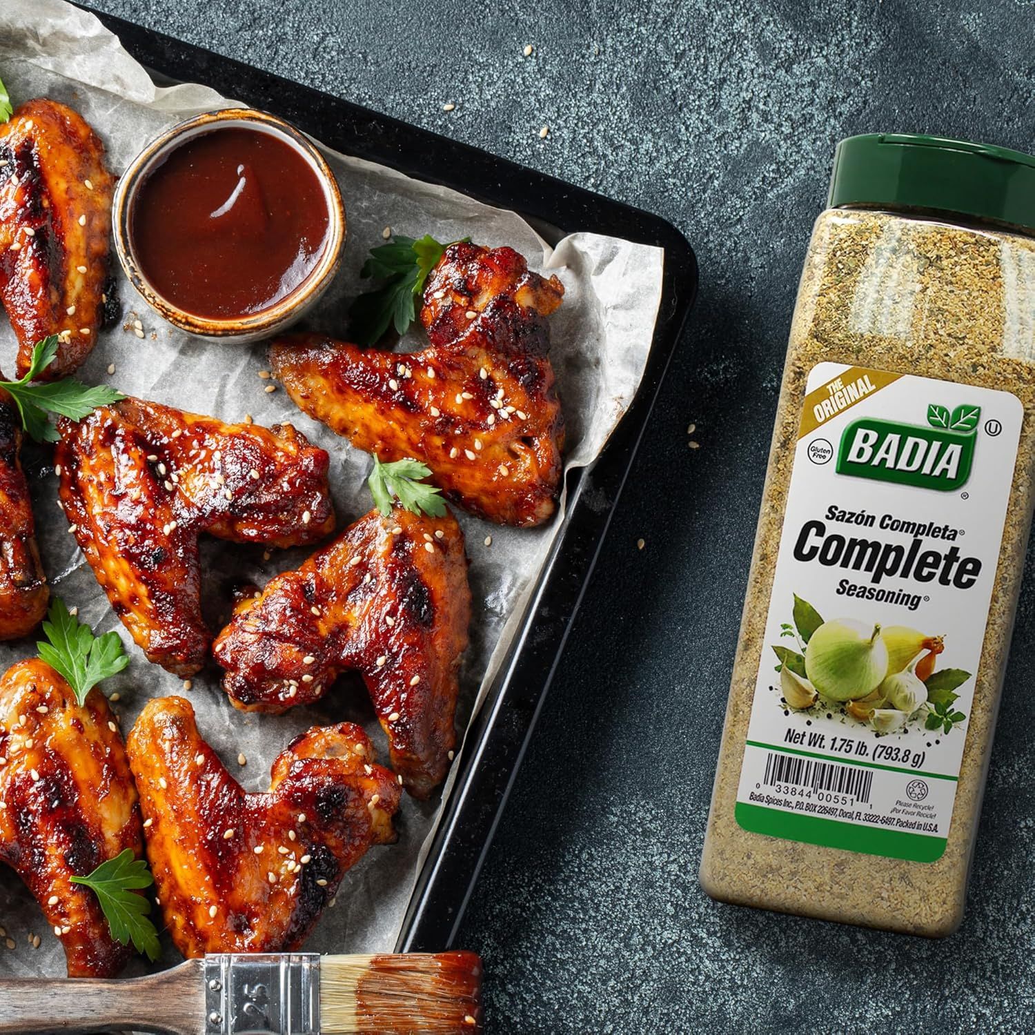 Demonstrates the product in a real-world cooking scenario, showing how the Badia Complete Seasoning can be used to prepare delicious glazed chicken wings,…