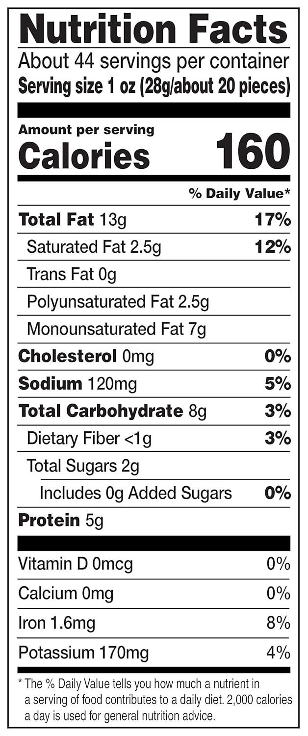Provides complete nutritional facts to inform shoppers about calories, fat content, protein, and other dietary information per serving.