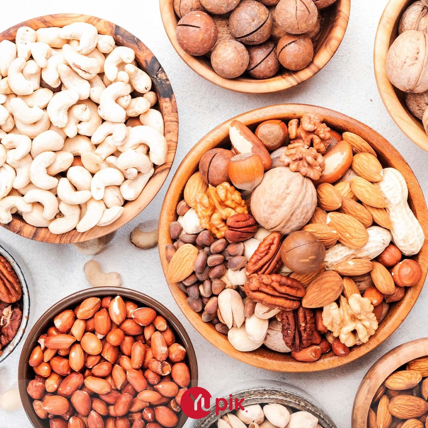 Displays the brand's range of nut products to help shoppers understand the variety and options available within the product line.