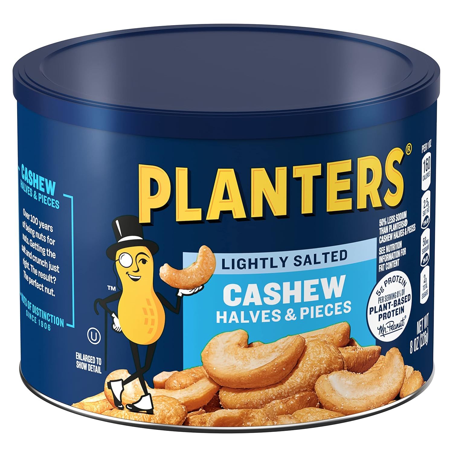 This is a clean white background product image showing only the Planters cashew canister with no additional text overlays, callouts, or design elements beyond the product packaging itself.