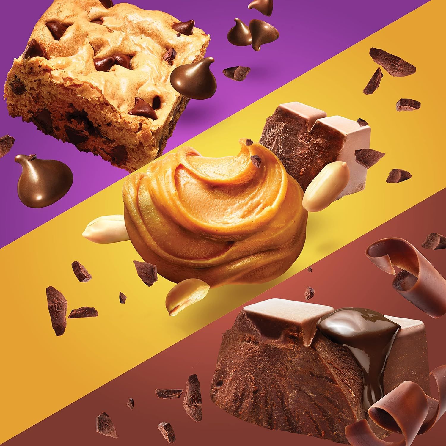 Displays the brand's variety of dessert products to help shoppers understand the different options available and encourage exploration of the product line.