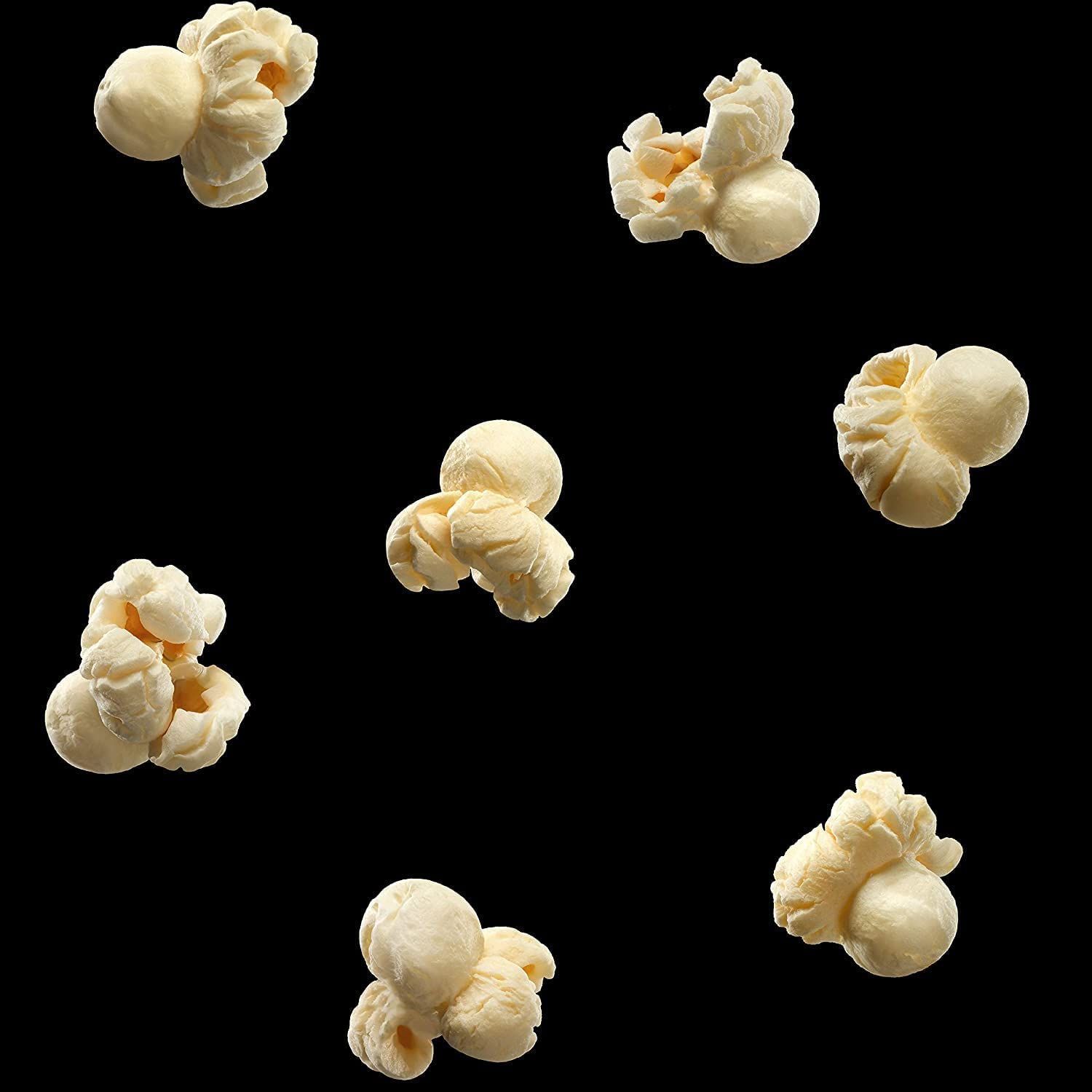 Displays the product (popcorn) in a clean, catalog-style format on a black background with no text or design elements, allowing shoppers to see the product…
