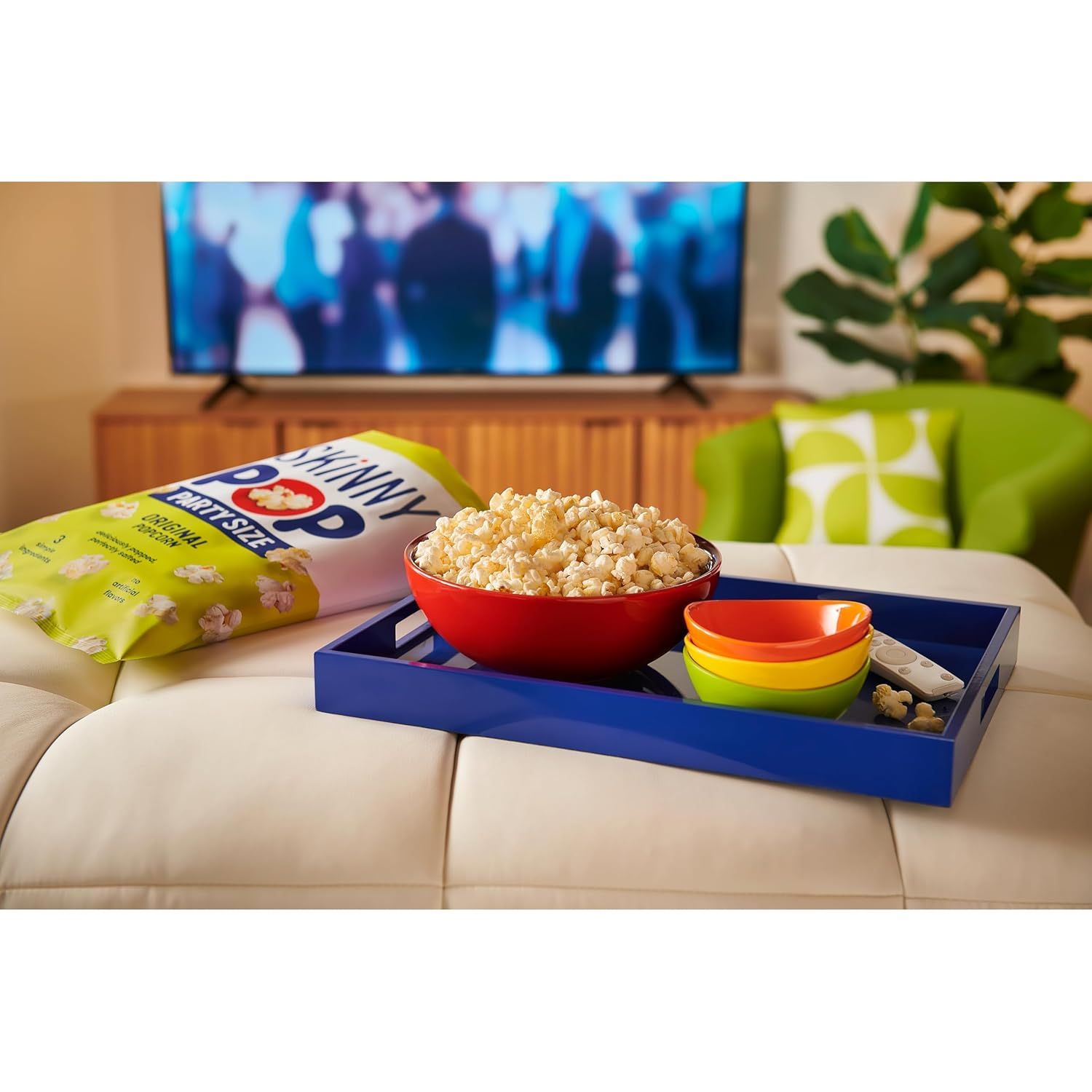 Demonstrates the product in a real-world living room context during movie or TV time, helping shoppers visualize how the product fits into their everyday…