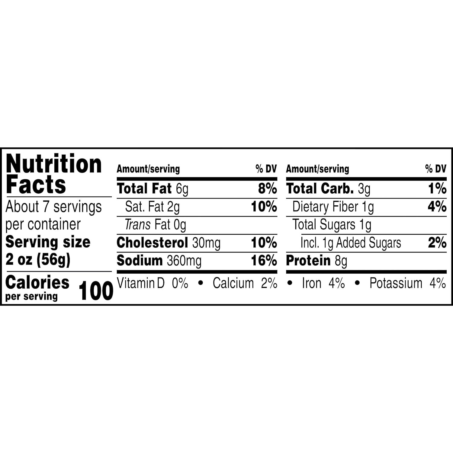 Provides detailed nutritional facts to inform shoppers about the product's calorie count, macronutrients, and daily value percentages per serving.