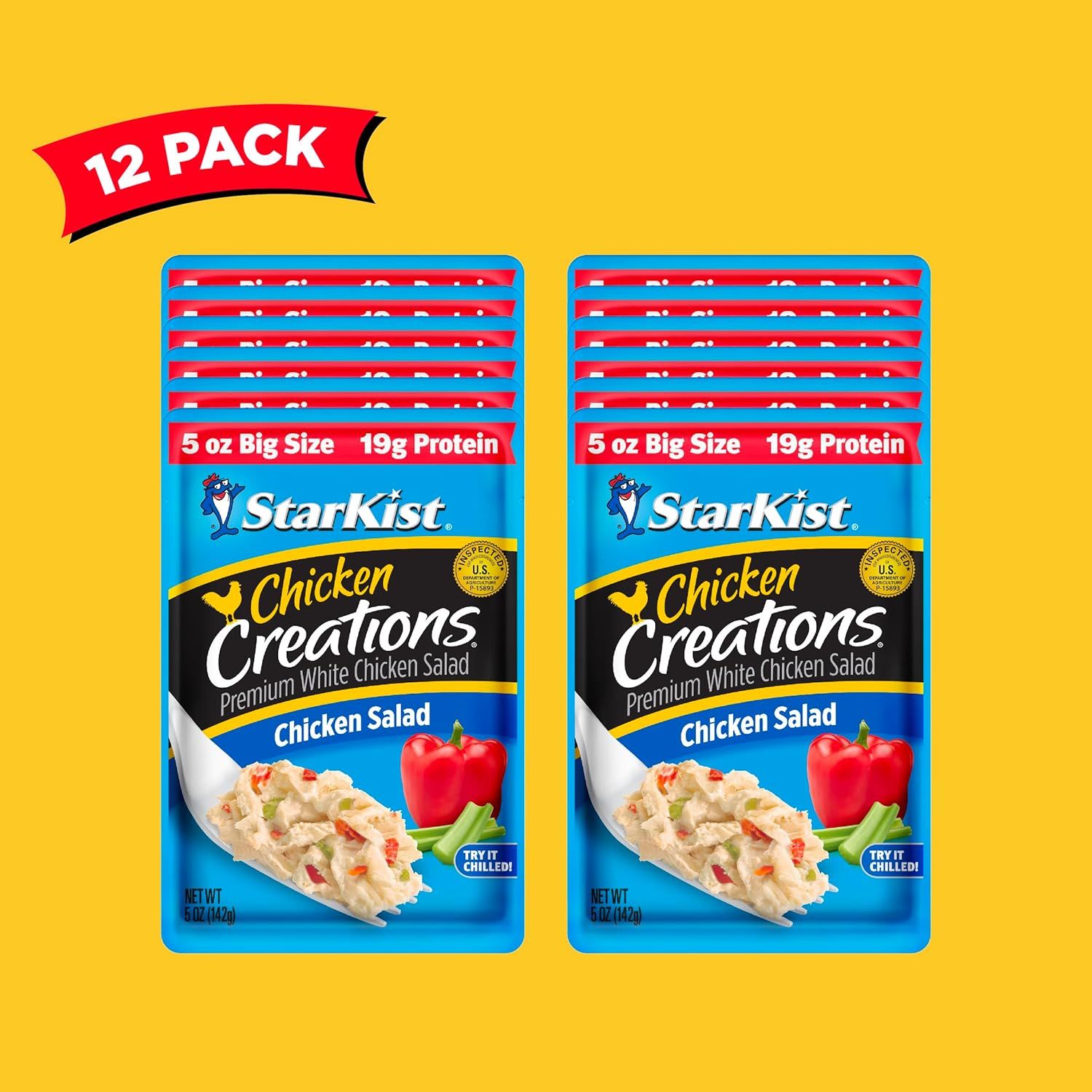 Shows the customer they are purchasing a 12-pack bundle of the chicken salad pouches, communicating quantity and value.