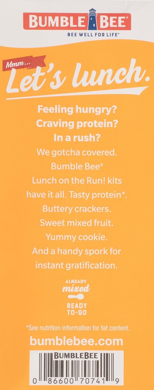 Communicates what's included in the Bumble Bee Lunch on the Run kit to show shoppers the complete meal solution they'll receive.
