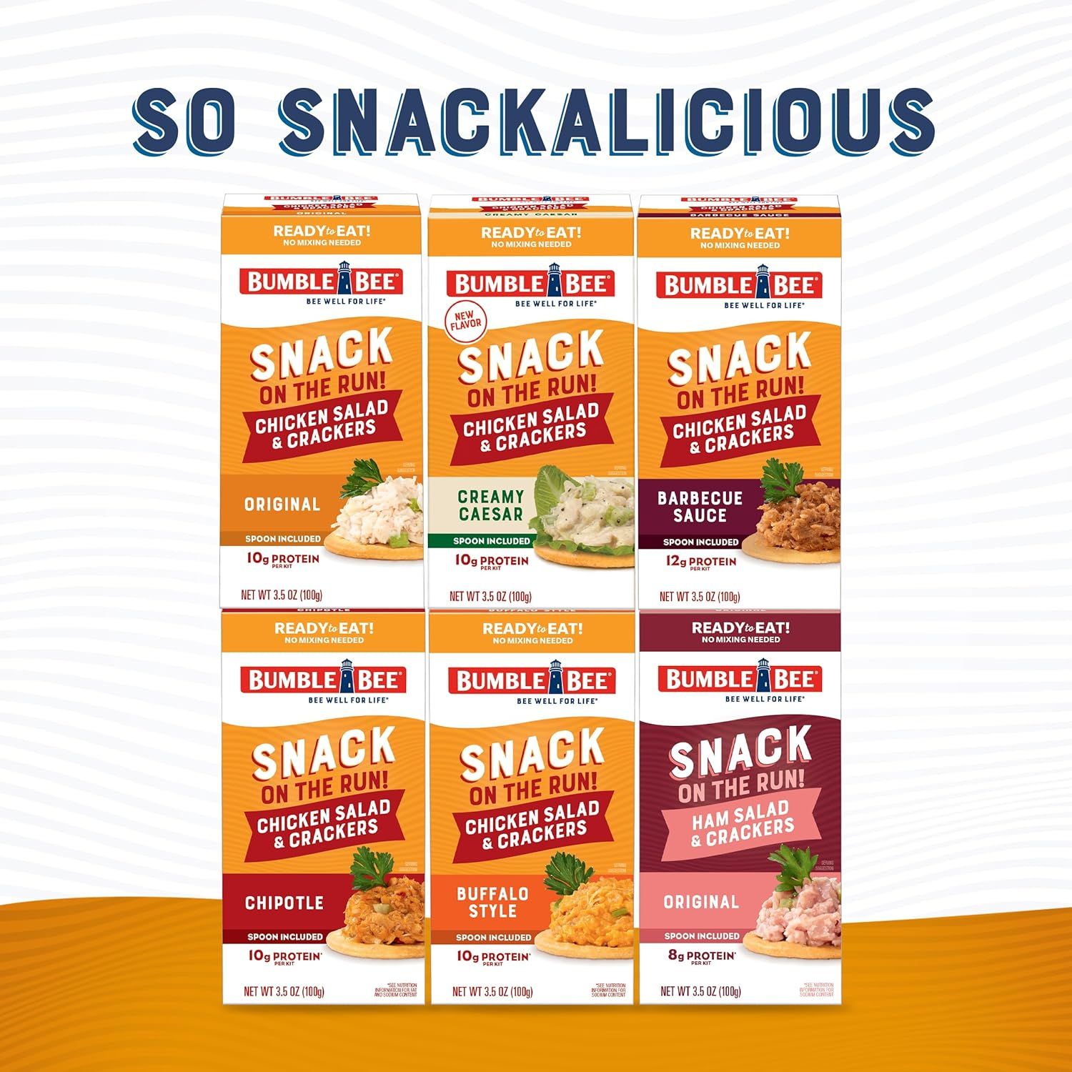 Displays the brand's full product lineup of ready-to-eat snack packs in multiple flavors, helping shoppers understand the variety of options available and…