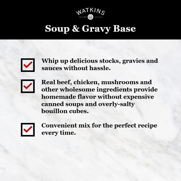 Communicates three distinct benefits of the soup and gravy base: hassle-free preparation, wholesome real ingredients without artificial additives, and…