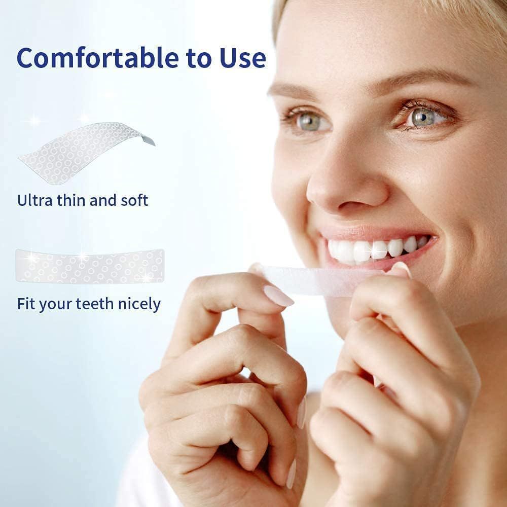Communicates multiple comfort-related benefits of the dental product through a segmented layout with three distinct callouts, reassuring shoppers about ease…
