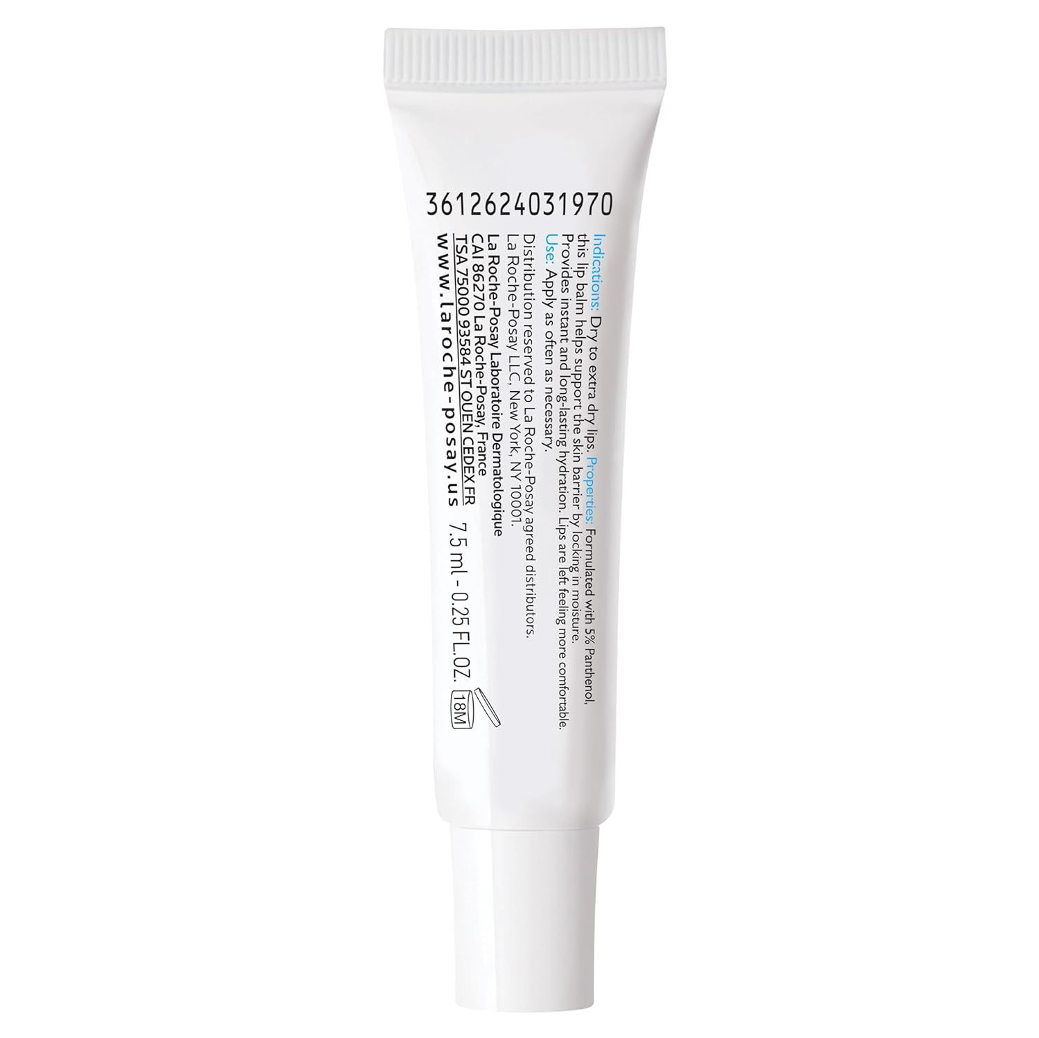 Provides a clean, catalog-style view of the product showing the tube from the back with ingredient and usage information visible for shopper reference.