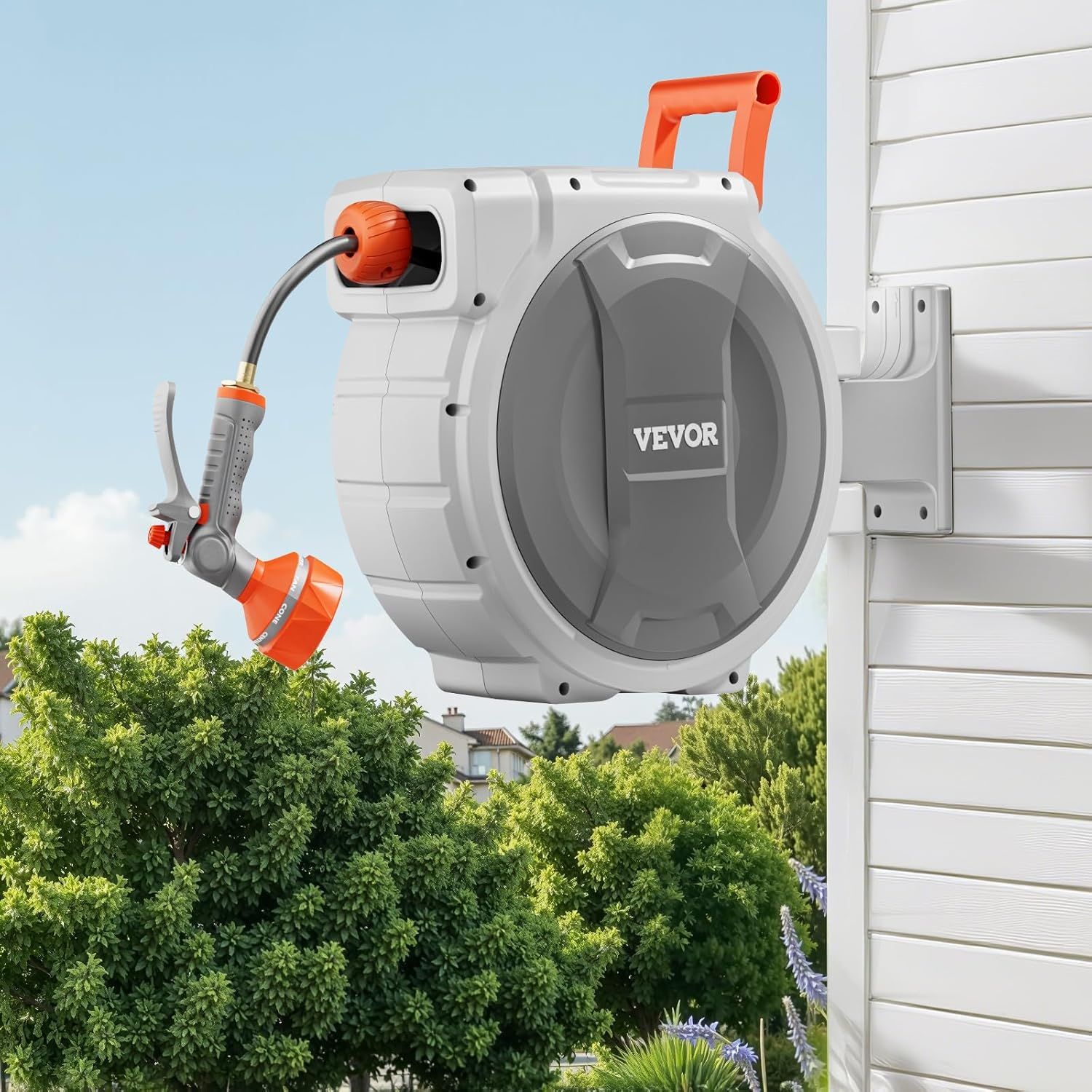 Demonstrates the product in a real-world outdoor home environment to help shoppers visualize how it would look and function when installed on their own exterior wall.