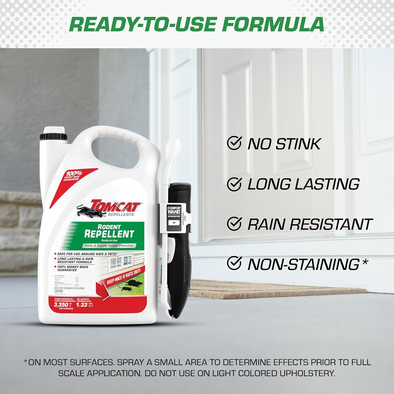 Communicates multiple key benefits of the rodent repellent formula to reassure shoppers about its effectiveness, durability, and safety for use in various…