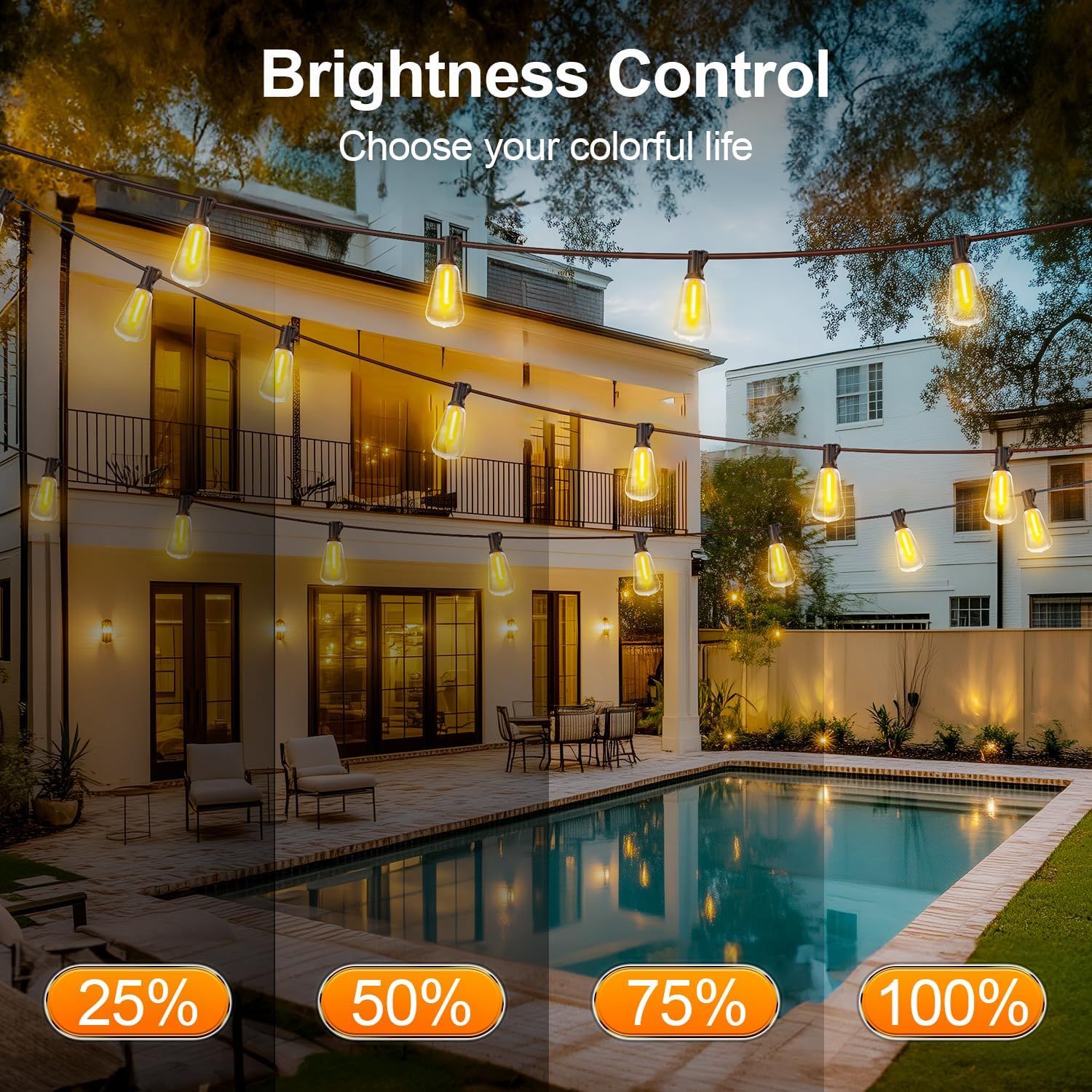 Demonstrates the product's adjustable brightness feature, showing shoppers they can customize lighting intensity from 25% to 100% to create their desired…