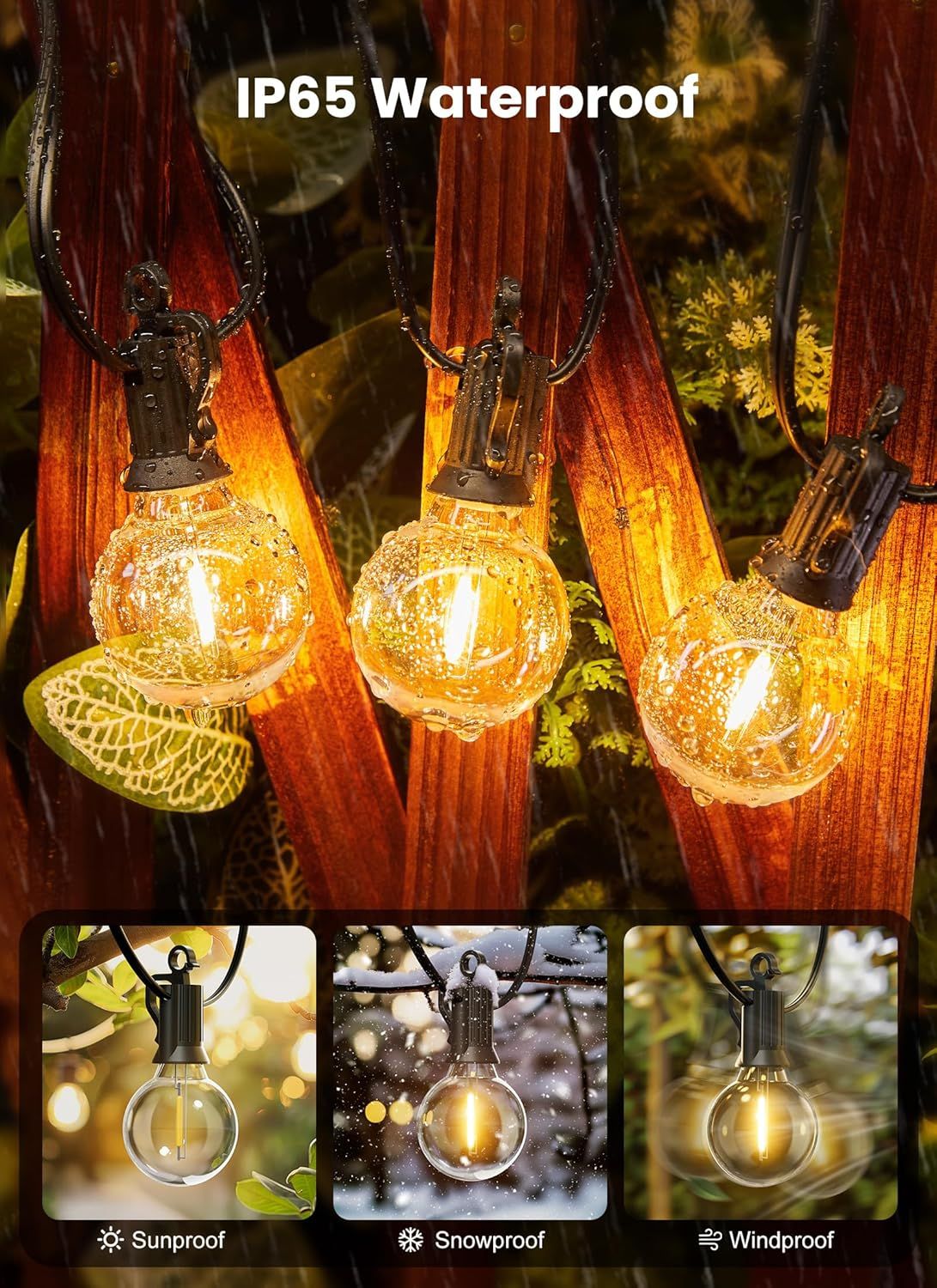 Demonstrates the product's versatility and durability across multiple weather conditions (sun, snow, wind) to reassure shoppers that these lights can…