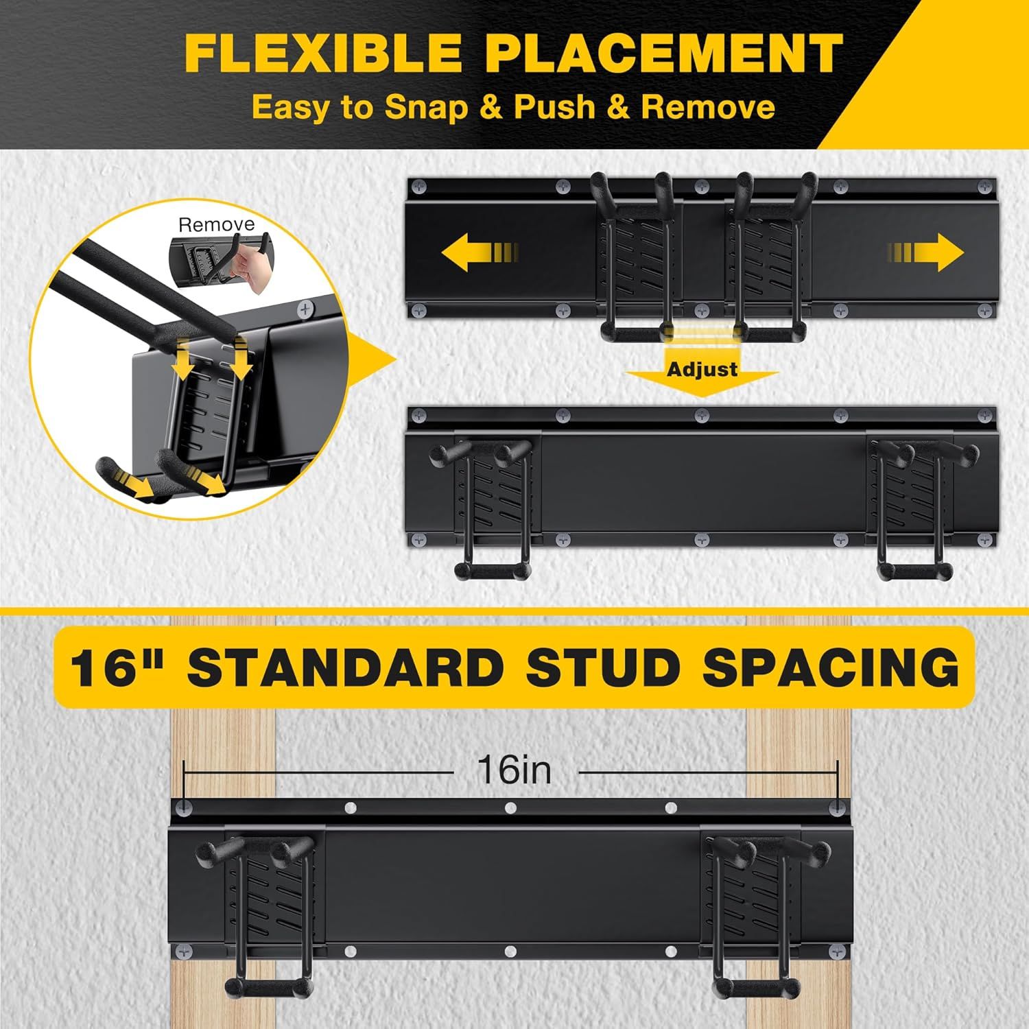 Demonstrates how to install and adjust the mounting bracket system, showing the snap-and-push removal mechanism and flexible positioning options to reassure…