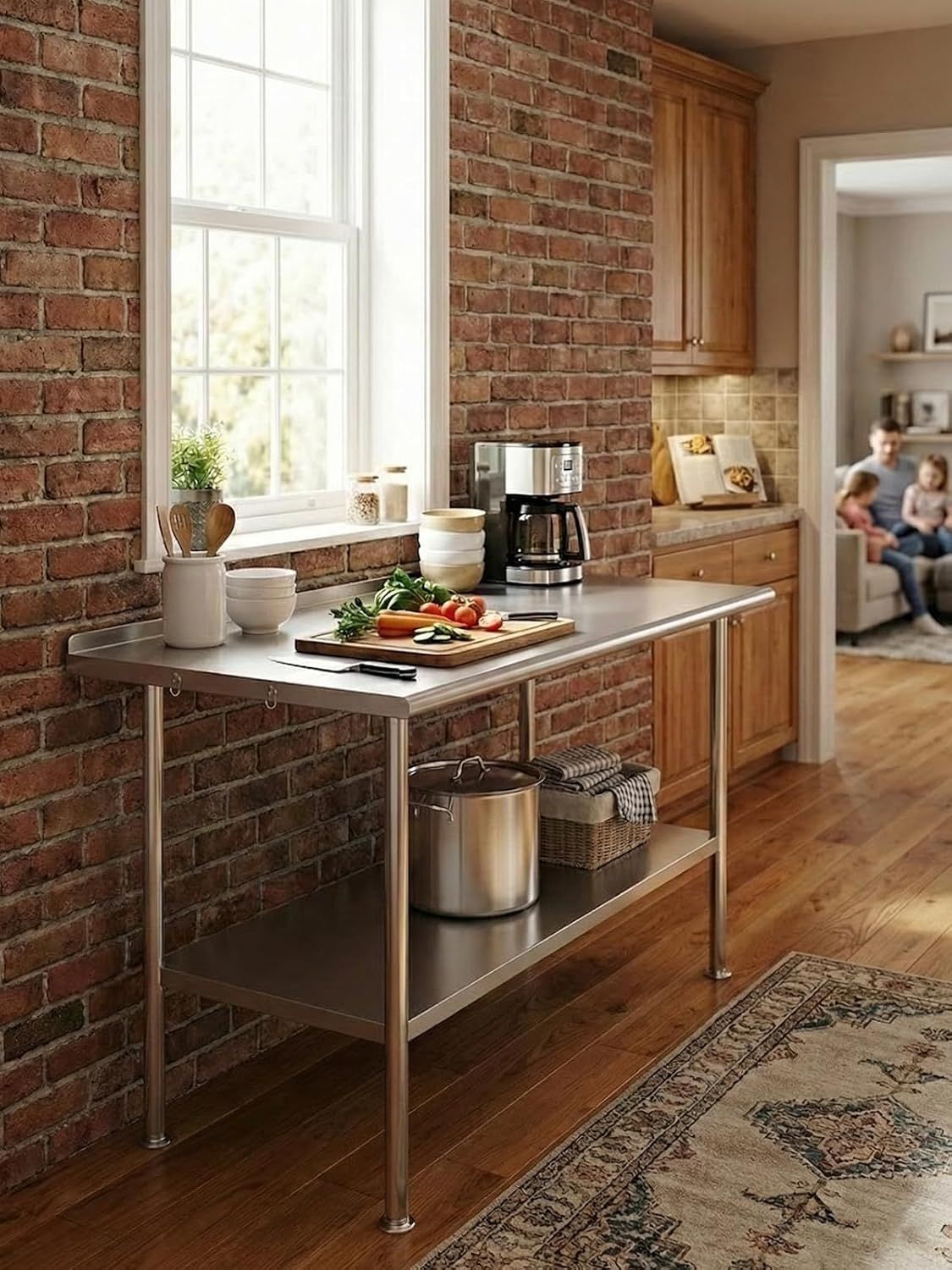 Demonstrates the product in an authentic home environment to help shoppers visualize how it fits into their daily life and kitchen space.