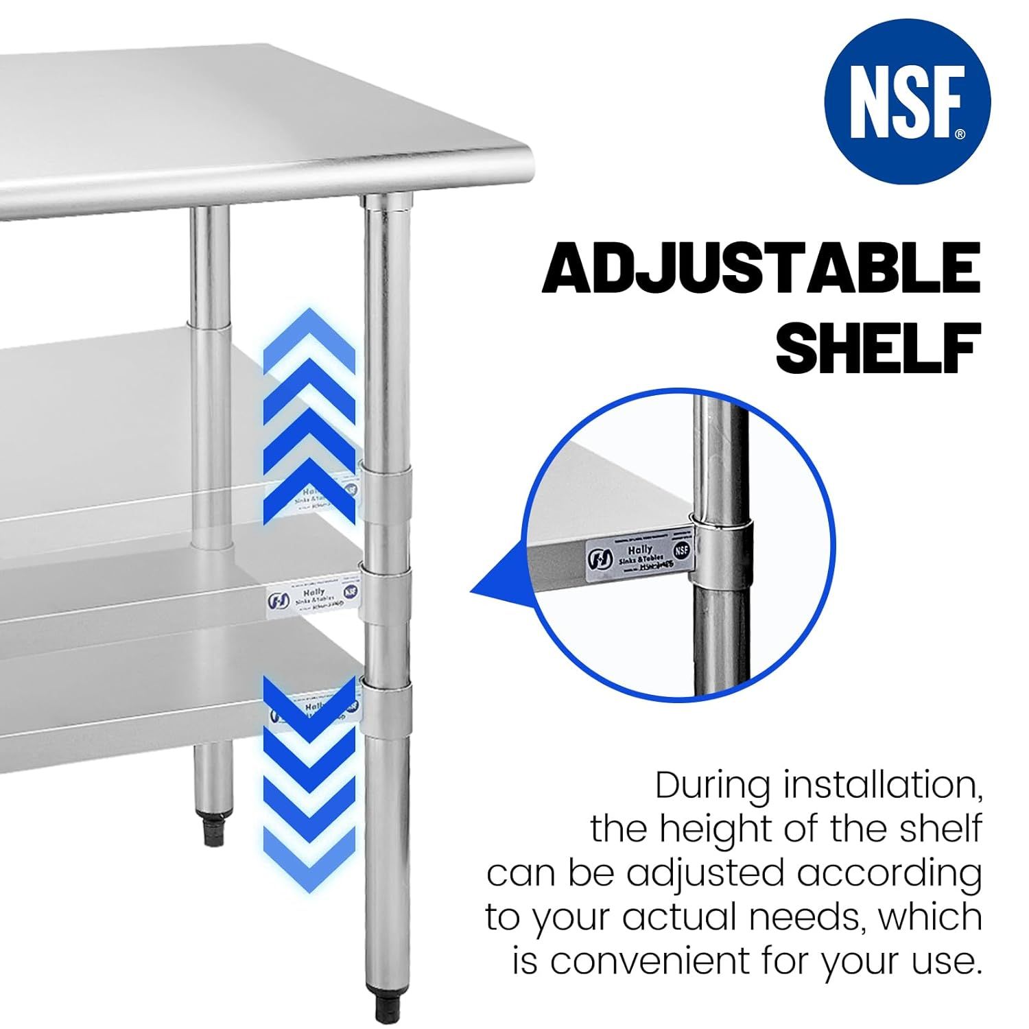 Highlights the adjustable shelf feature to communicate convenience and customization, reassuring shoppers that the product can be tailored to their specific needs.