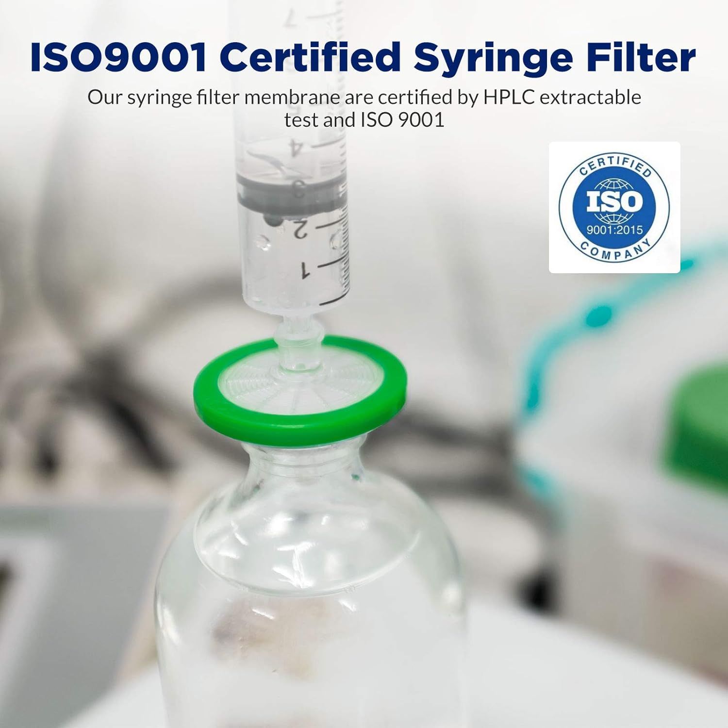 Communicates that the syringe filter is certified to ISO 9001 quality standards and tested by HPLC extractable methods, reassuring buyers of product safety, quality, and regulatory compliance.…