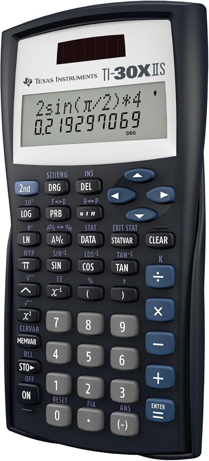 Provides a clean, catalog-style view of the Texas Instruments TI-30X IIS calculator on a white background, allowing shoppers to see the product clearly without distractions.