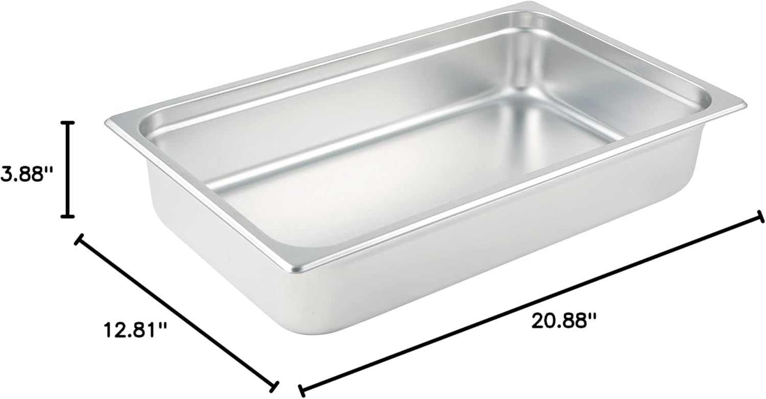 Communicates the exact physical dimensions of the stainless steel pan to help shoppers understand its size and ensure it fits their needs.