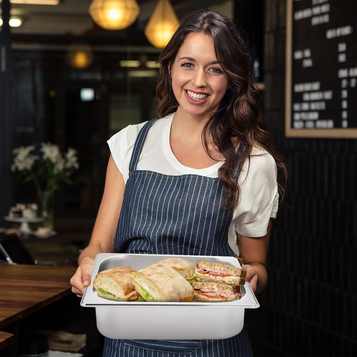 Demonstrates the product in use within a professional food service environment to help shoppers visualize practical application and build confidence in the…