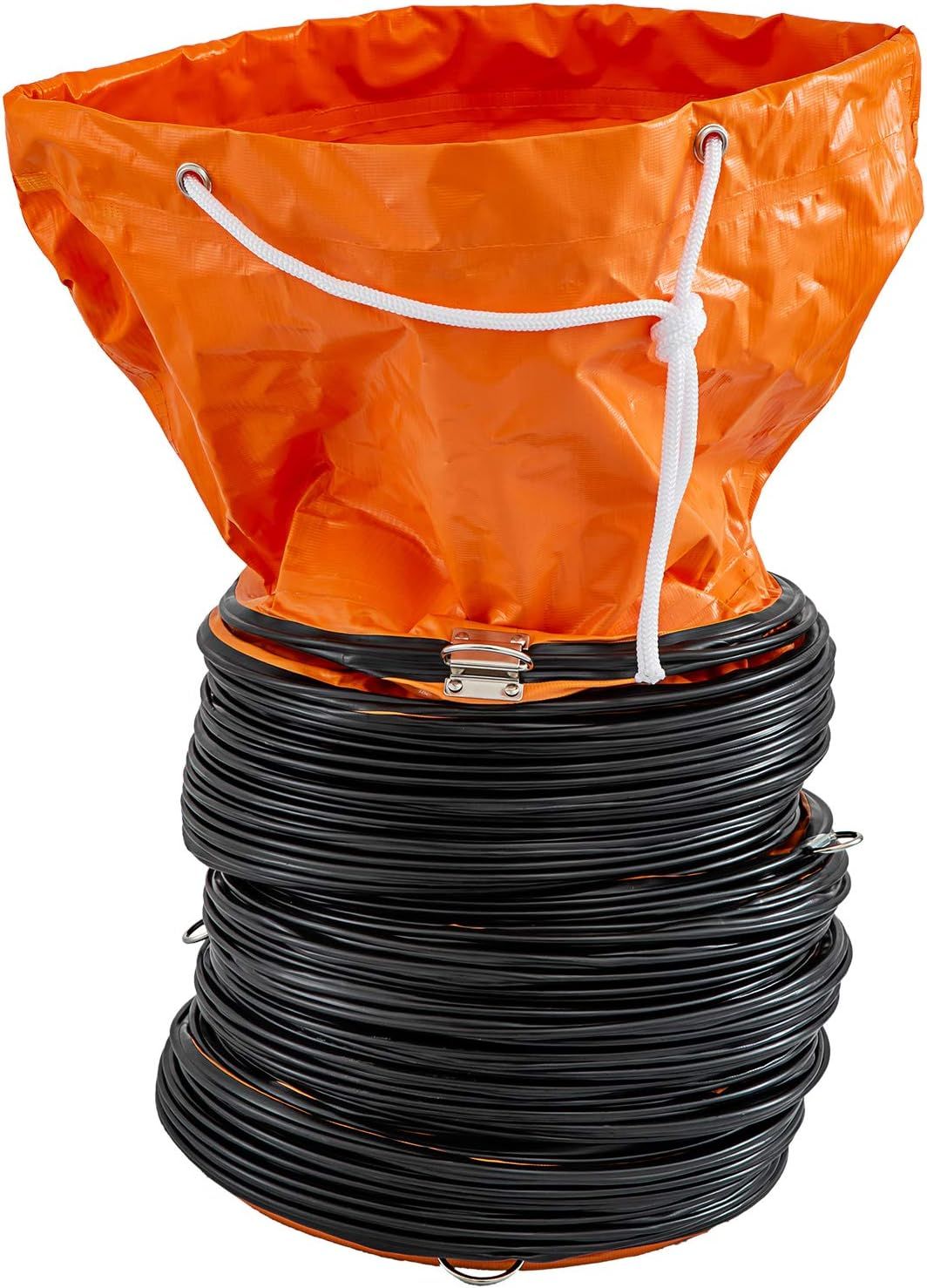 Provides a clean, catalog-style view of the product showing the collapsible black tube with orange bag attachment, allowing shoppers to see the complete product structure and design.