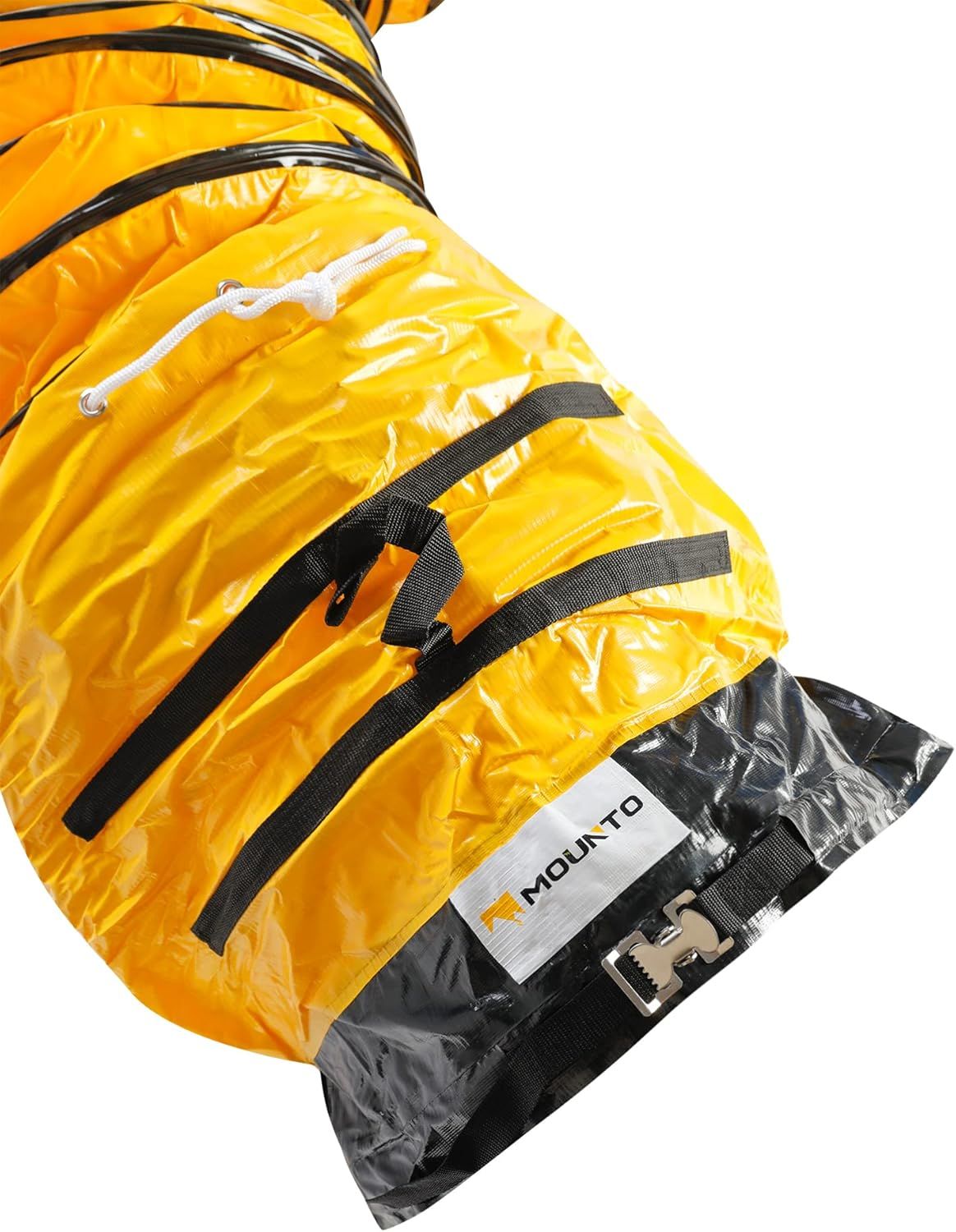 Highlights the physical components and construction details of the sleeping bag or compression sack, showing shoppers the quality features and functional…