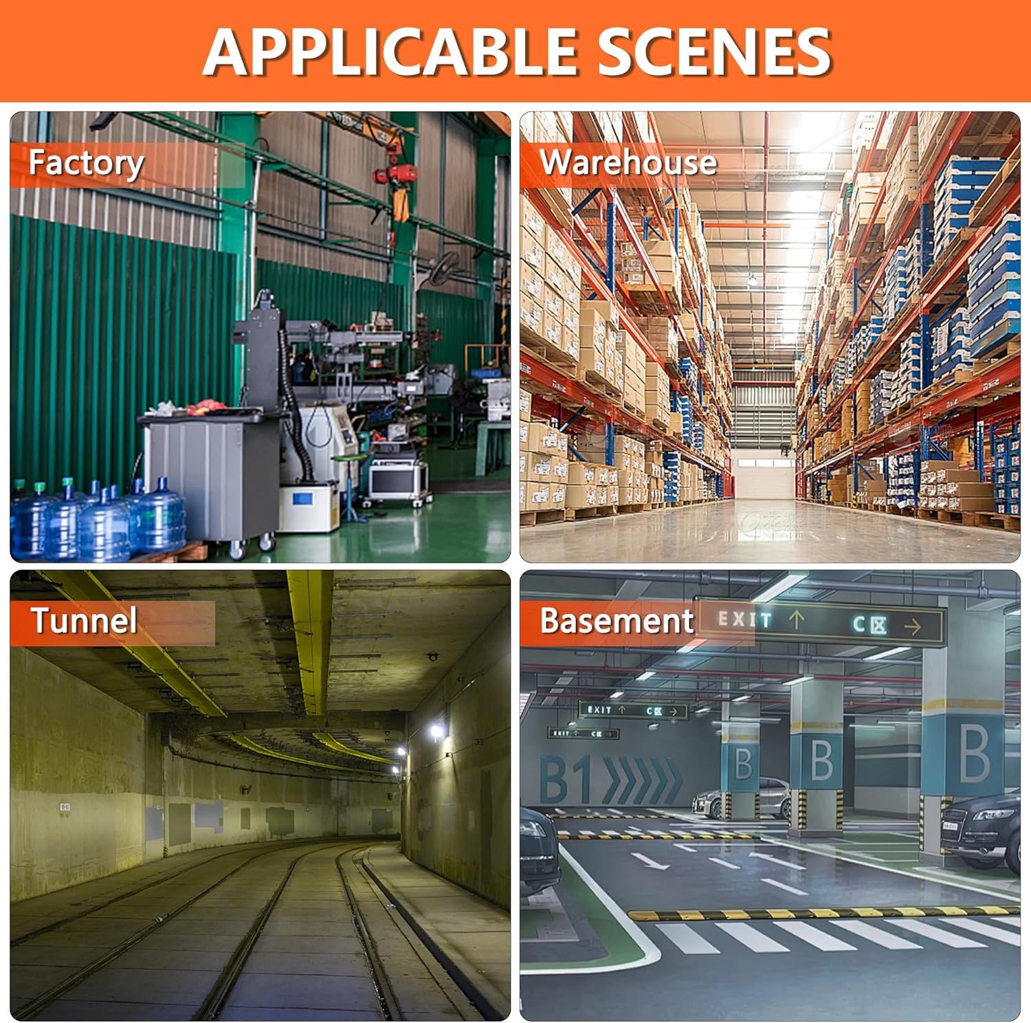 Demonstrates the product's versatility by showing it can be effectively used across four distinct industrial and commercial environments, reassuring buyers of…