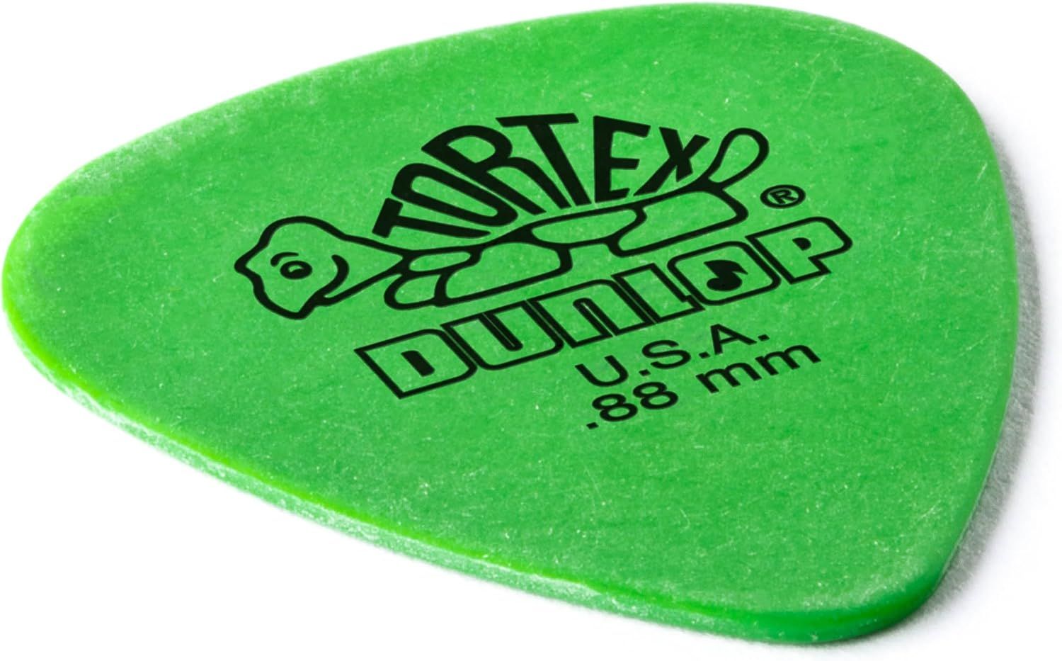 Provides a clean, catalog-style view of the guitar pick showing the brand logo, product name, and specifications without distractions.