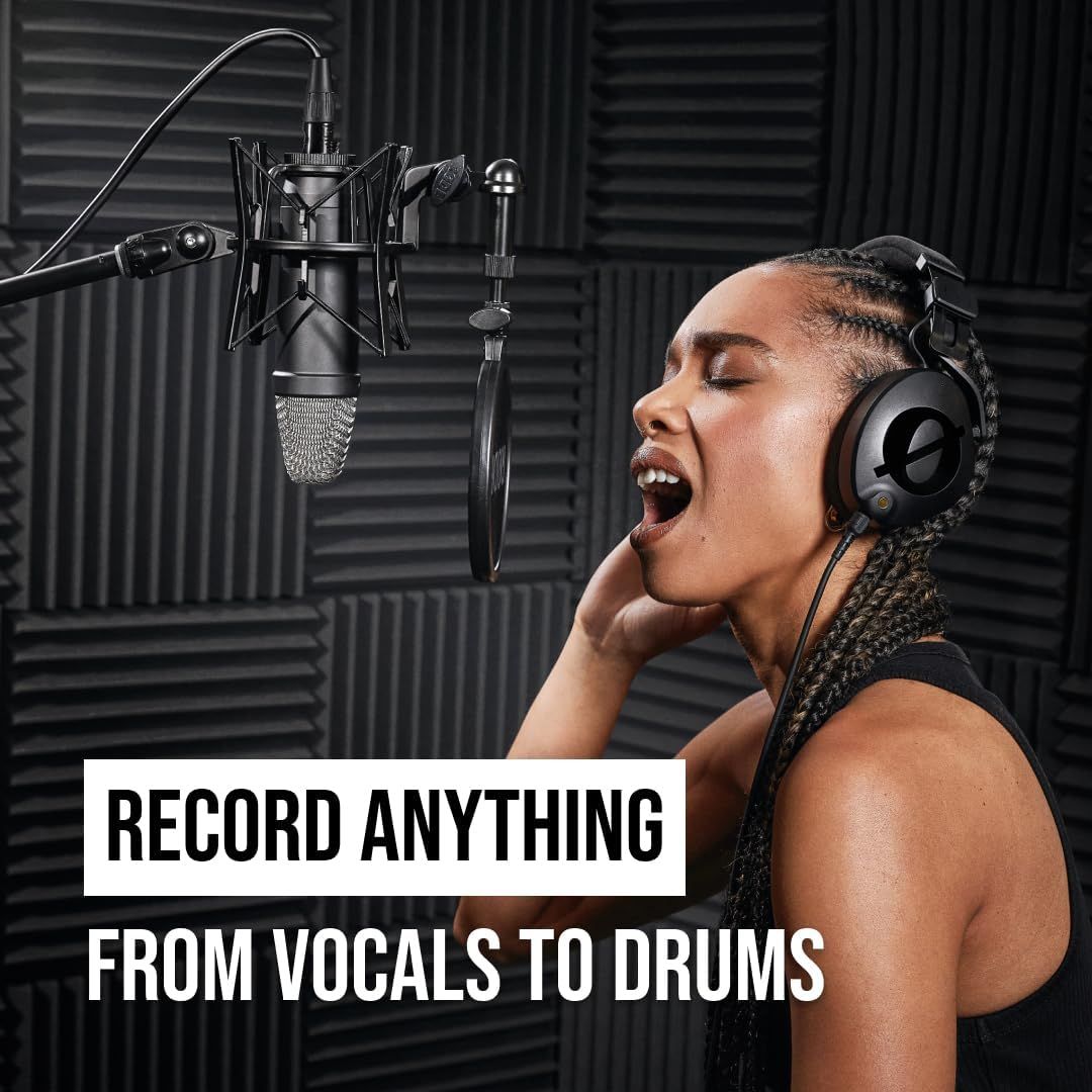 Demonstrates the product's versatility by showing it can be used for multiple recording applications, from vocals to drums, reassuring shoppers of its broad functionality.