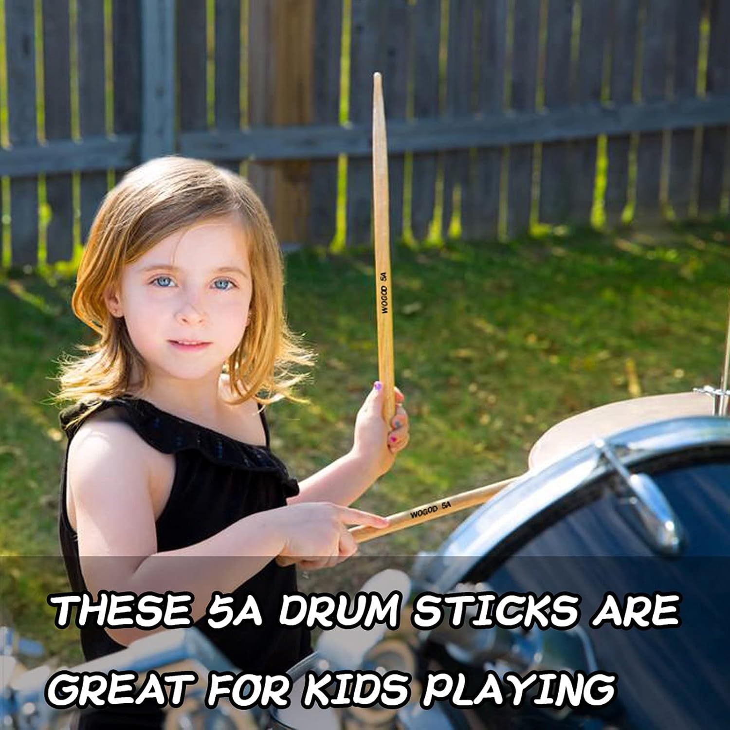 Demonstrates that the 5A drum sticks are specifically designed and sized appropriately for children, reassuring parents that the product is suitable for young musicians.