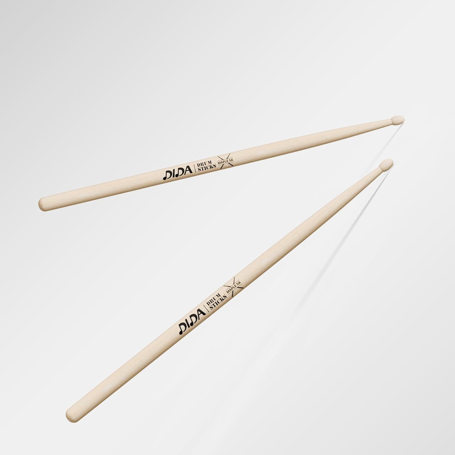 Provides a clean, catalog-style view of the drumsticks showing the product design and branding without distractions.