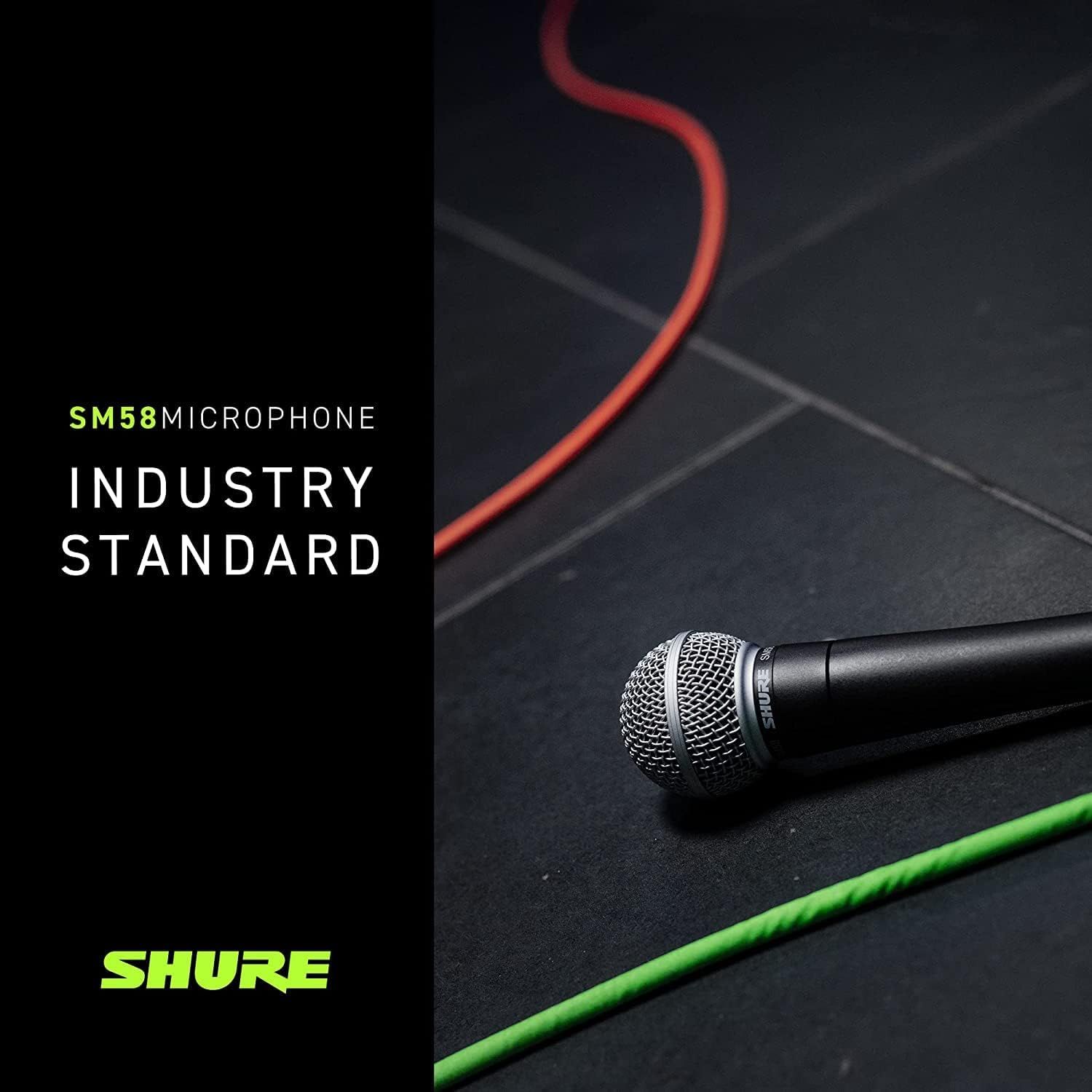 Communicates the brand's authority and professional reputation by positioning the SM58 microphone as the industry standard, building trust and credibility with shoppers.