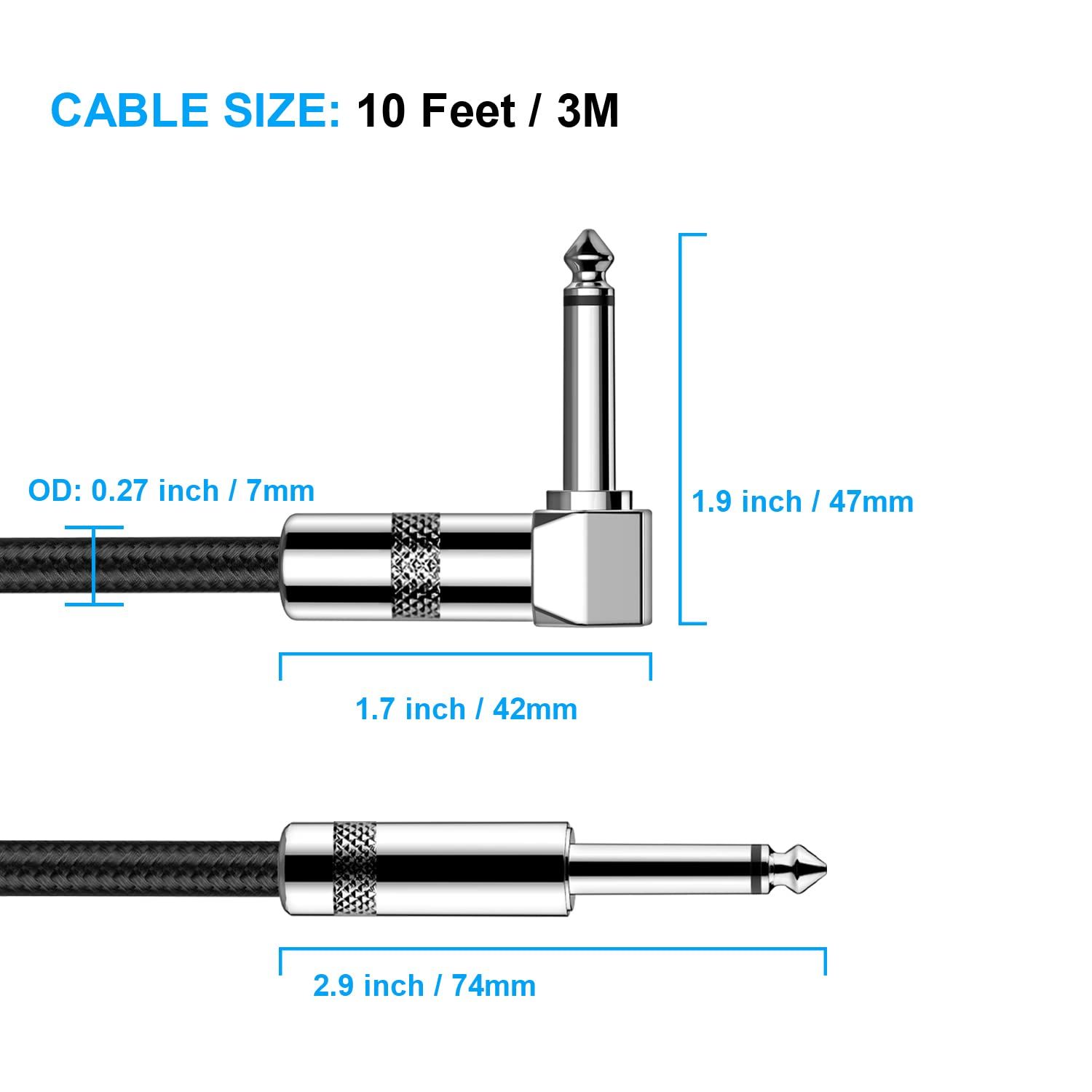Provides precise physical measurements of the cable and connectors to help shoppers verify compatibility and understand the exact size of the product they…