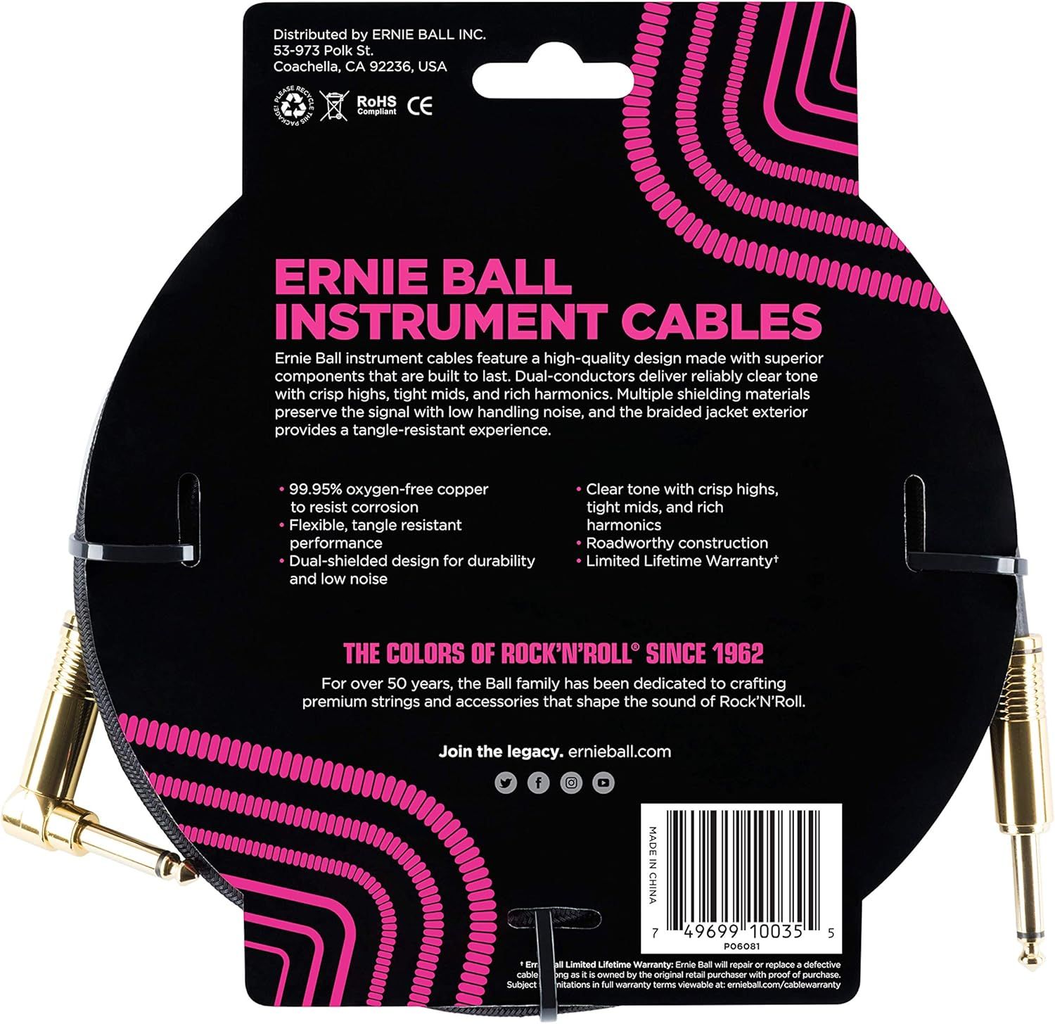 Communicates multiple technical benefits and quality features of the instrument cable to reassure musicians of its superior sound quality, durability, and…