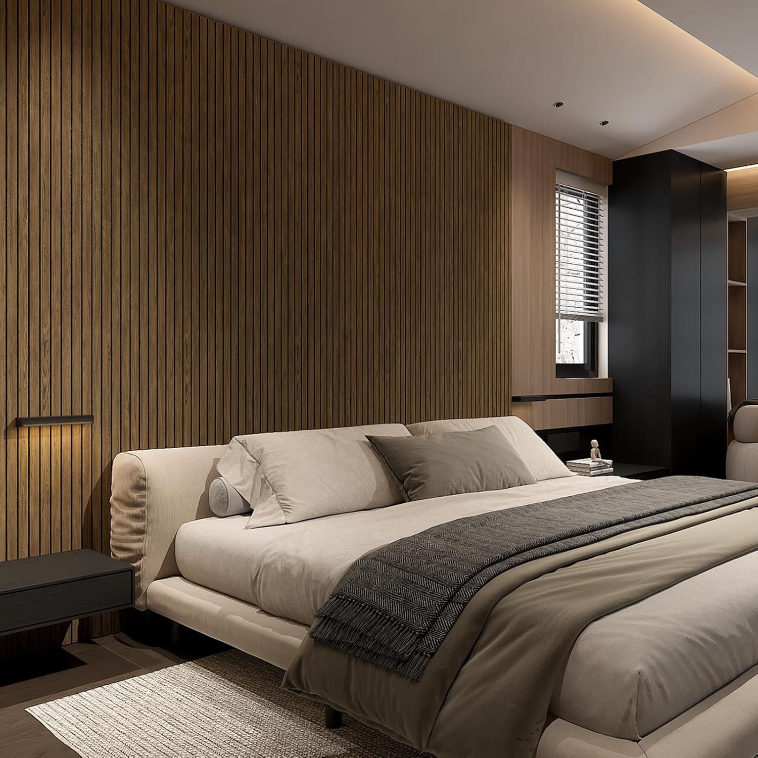 Showcases the product in a real-world bedroom environment to help shoppers visualize how it fits into their living space and lifestyle.