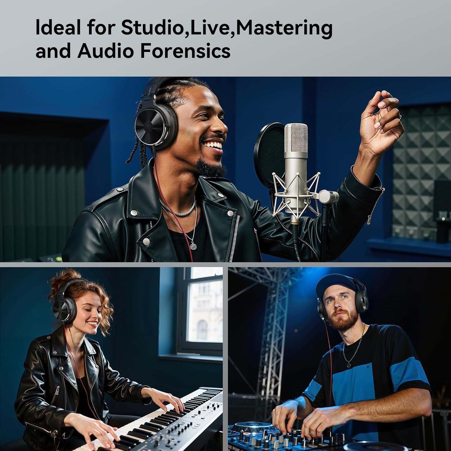 Demonstrates the product's versatility across multiple professional audio use cases, showing it's suitable for recording studios, live performances, mastering…