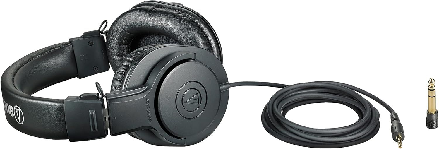 Shows the customer everything included in the package: the headphones and the audio cable with adapter, helping them understand the complete contents of their…