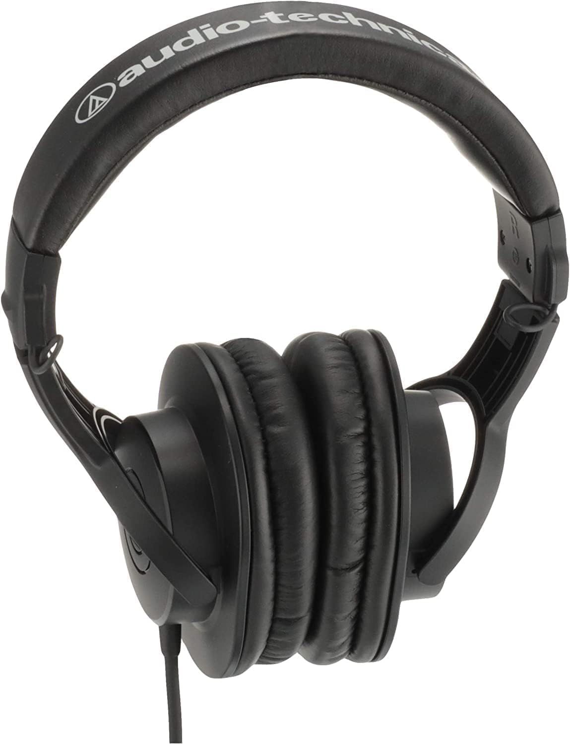 Provides a clean, catalog-style view of the Audio-Technica headphones on a pure white background, allowing shoppers to see the product clearly without…