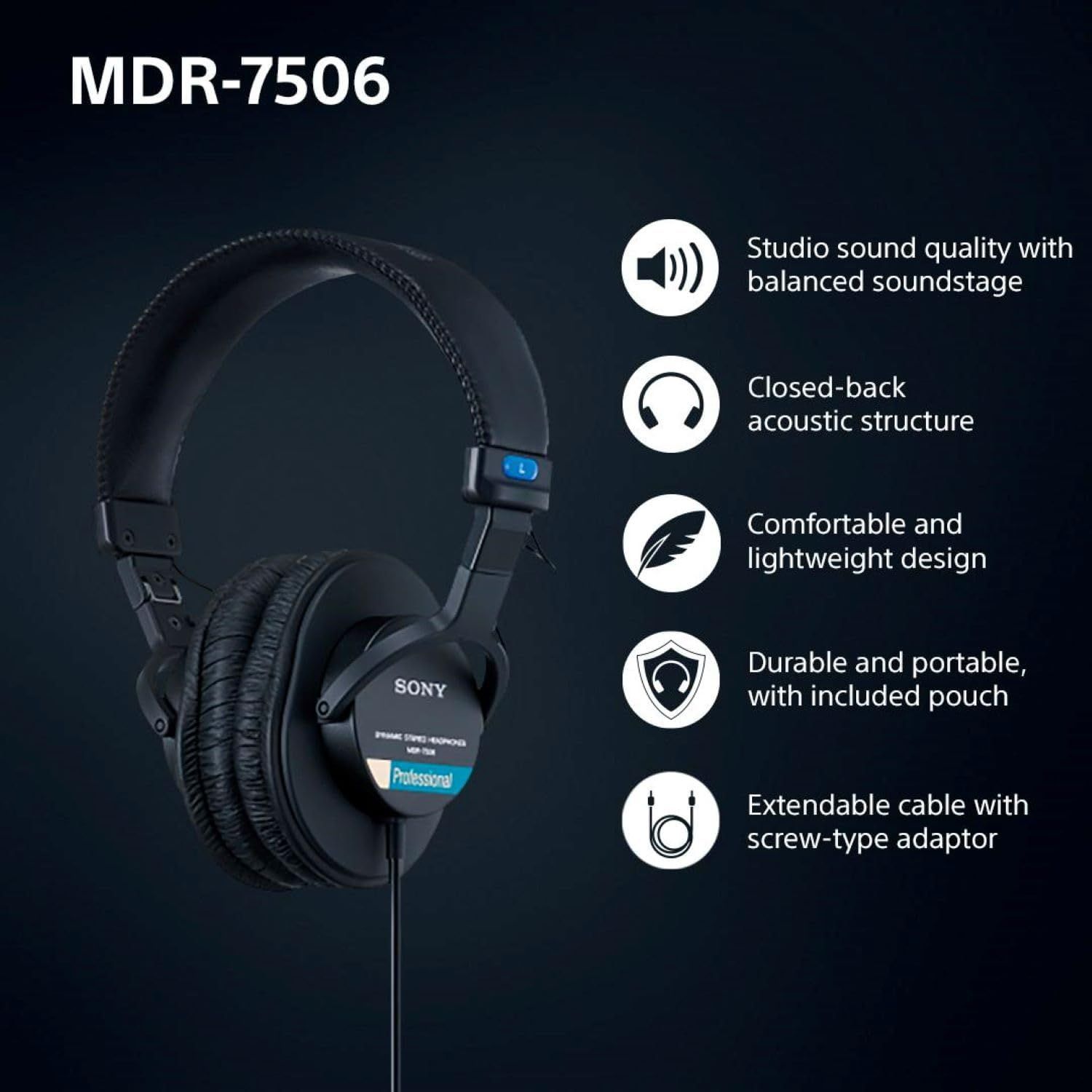 Communicates multiple distinct selling benefits of the headphones through a visually segmented layout with icons and text, helping shoppers understand the…