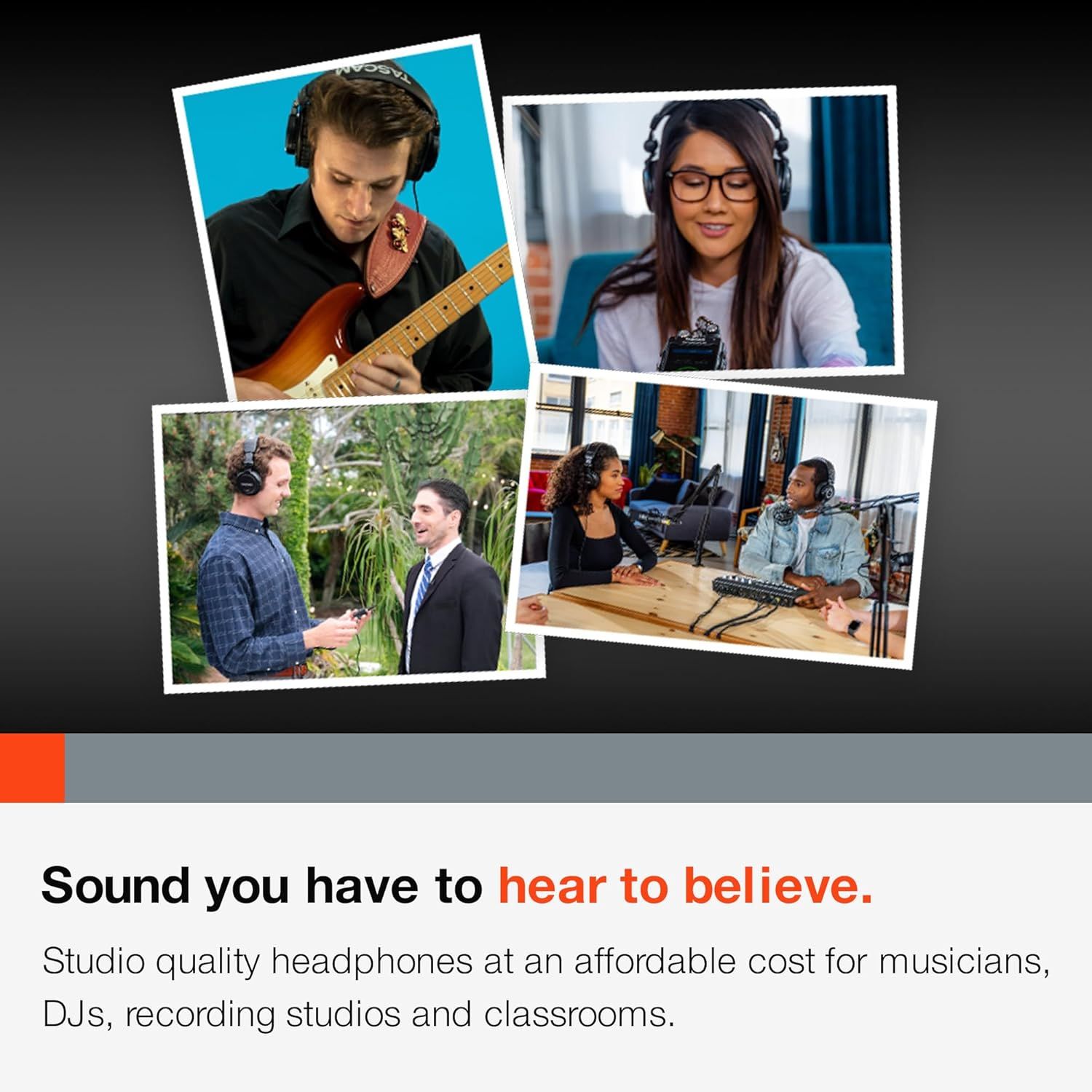 Demonstrates the versatility of the headphones by showing multiple real-world scenarios and user types, reassuring shoppers that the product works across…