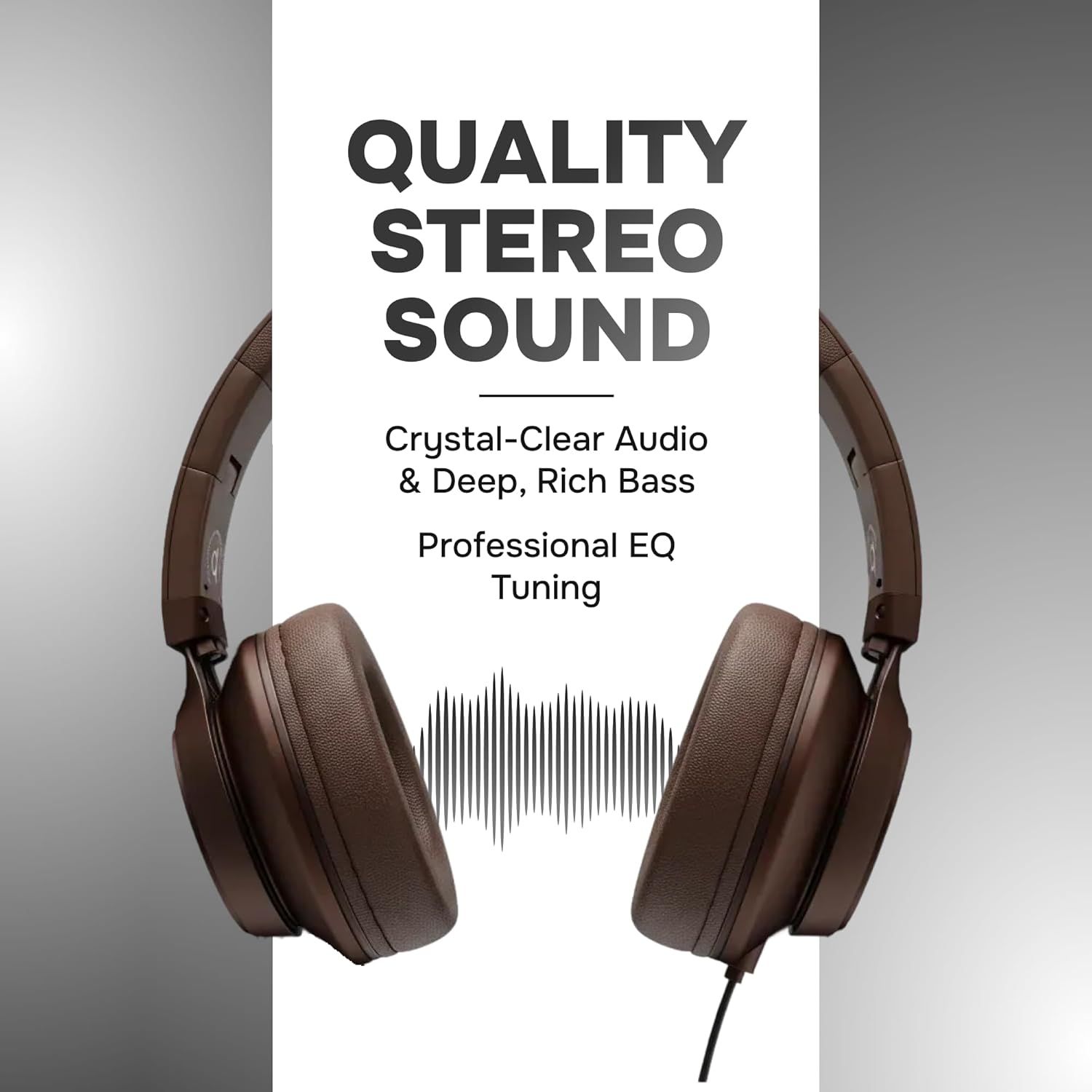 Communicates multiple audio quality benefits to reassure shoppers that the headphones deliver professional-grade sound performance across multiple dimensions.