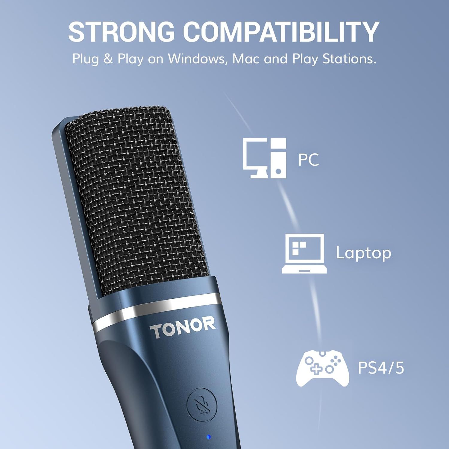 Demonstrates that the microphone works across multiple platforms including Windows, Mac, and PlayStation consoles, reassuring shoppers of its versatility and broad device compatibility.