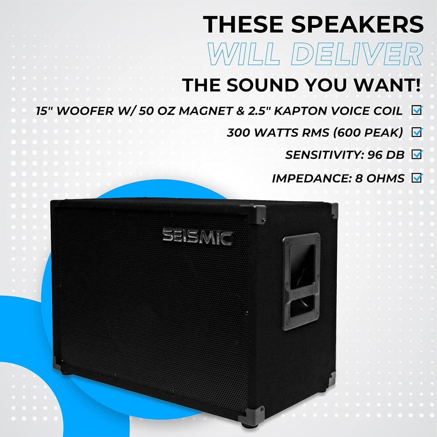 Communicates multiple technical specifications and performance features to reassure shoppers that these speakers deliver professional-grade sound quality and…