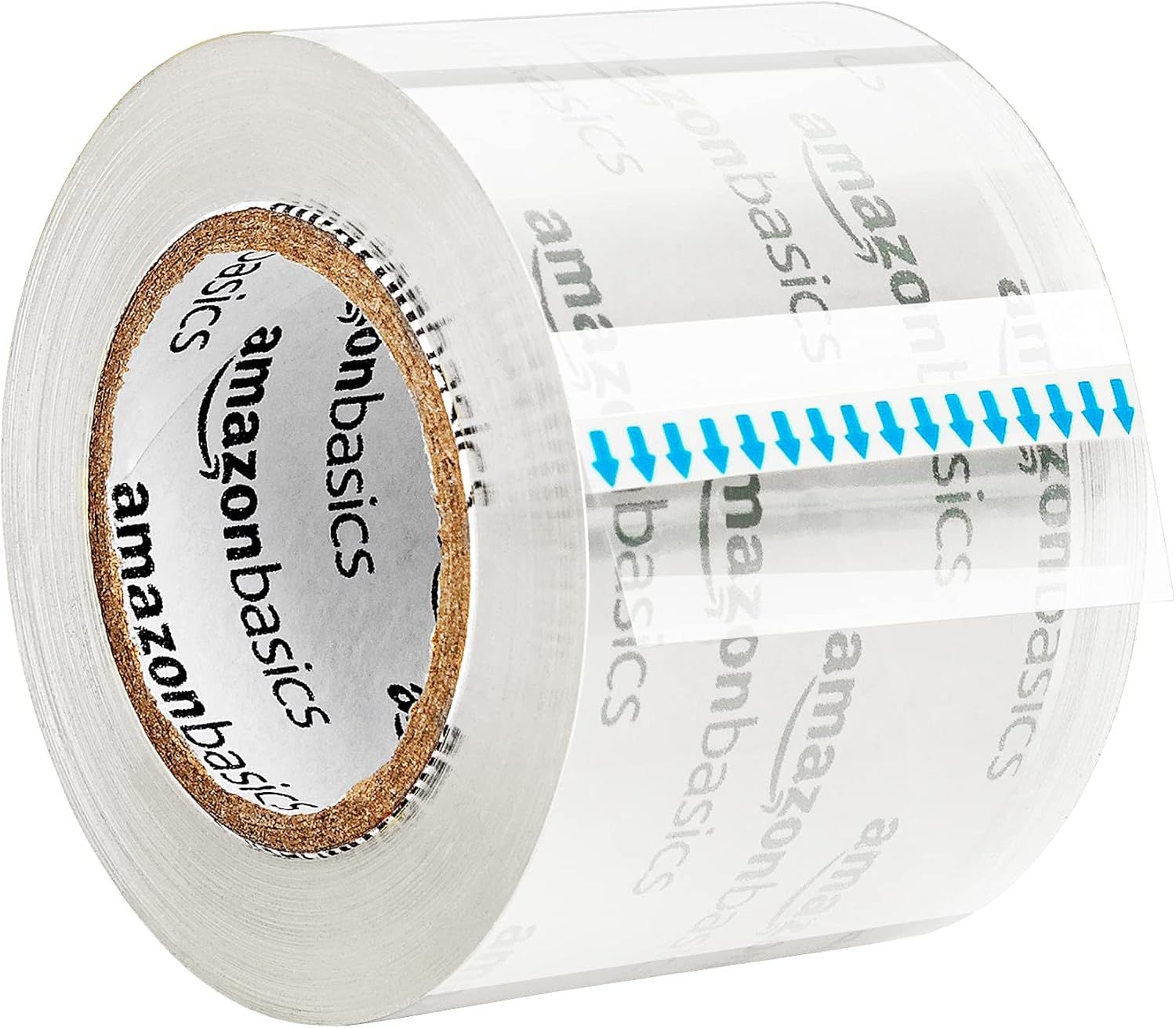 Provides a clean, catalog-style view of the product roll showing the Amazon Basics branding and cardboard core, allowing shoppers to see the physical product…