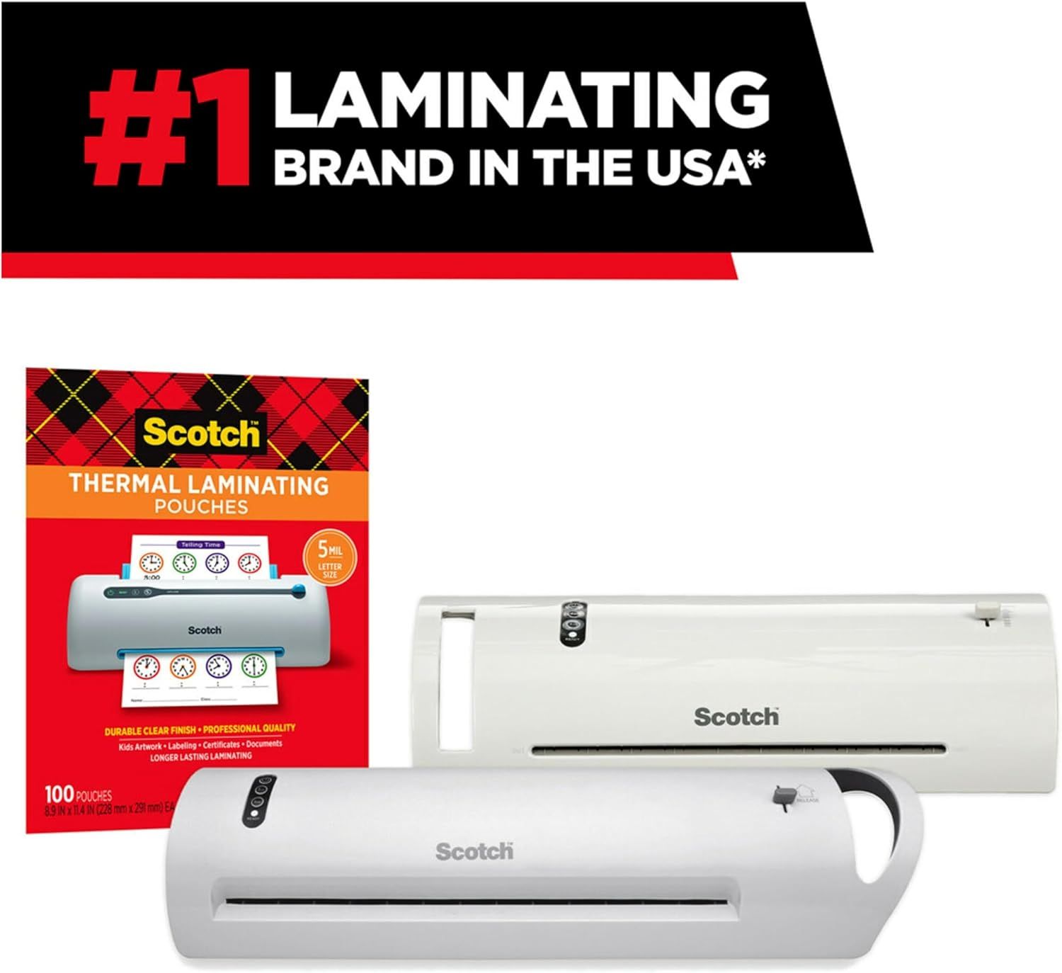 Communicates brand leadership and market dominance to build trust and credibility with shoppers by positioning Scotch as the top laminating brand in the USA.