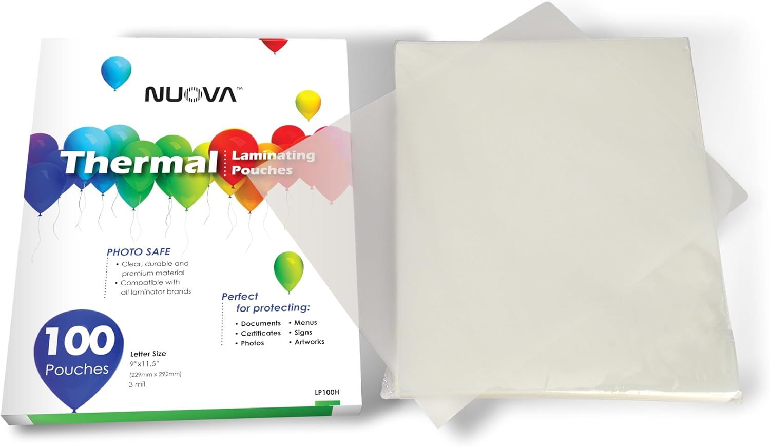 Shows the customer exactly what they receive in the package: the branded box and the laminating pouches themselves, helping set clear expectations for the…