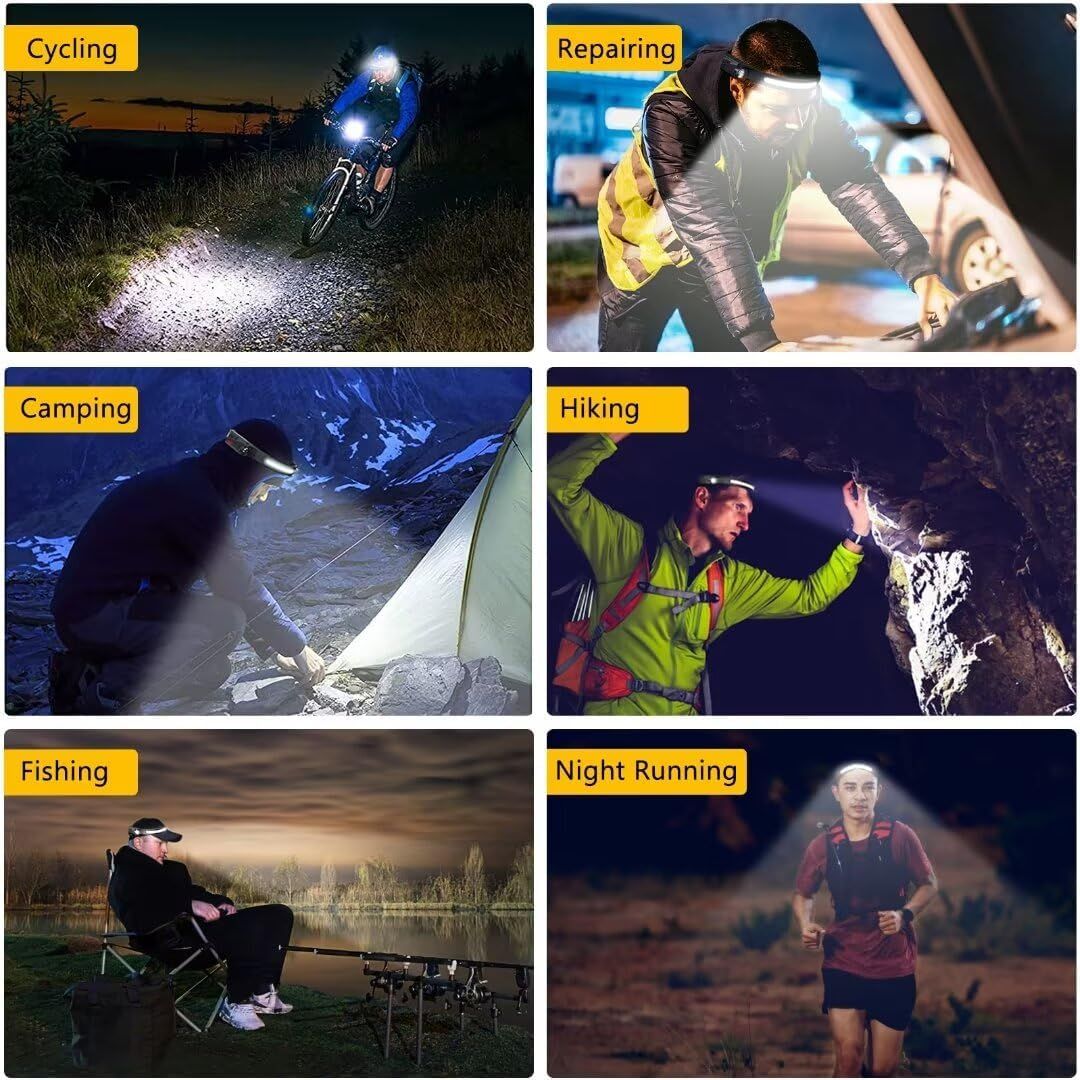Demonstrates the product's versatility by showing it being used across six different activities and environments, reassuring shoppers that this headlamp or…