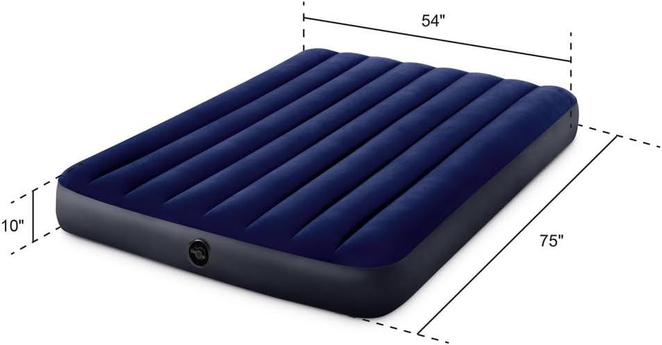 Communicates the exact physical dimensions of the air mattress (54" x 75" x 10") to help shoppers understand the size and ensure it fits their space and…